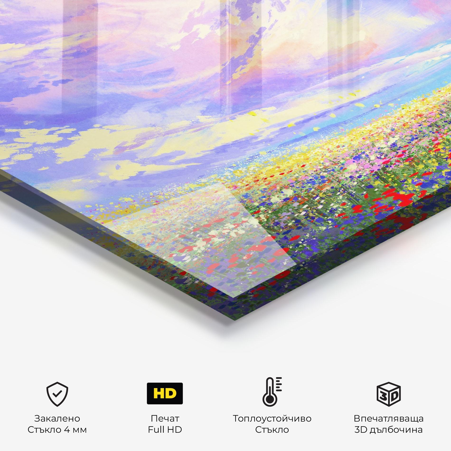 Стъклен панел за кухня Spring Field mockup 2