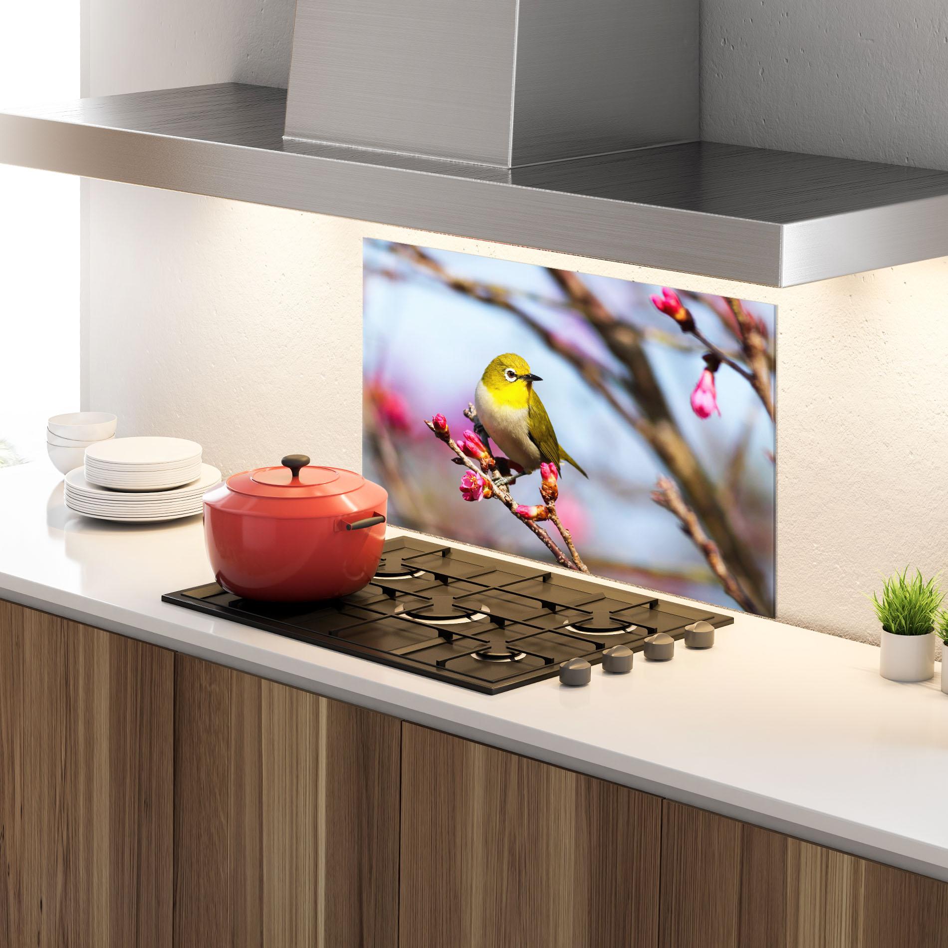 Стъклен панел за кухня Cute Pink Flower Buds mockup 4