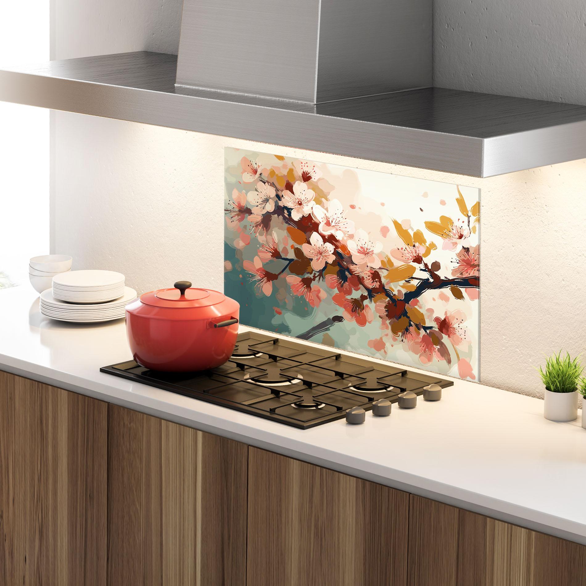 Стъклен панел за кухня Cute Spring Flower mockup 4