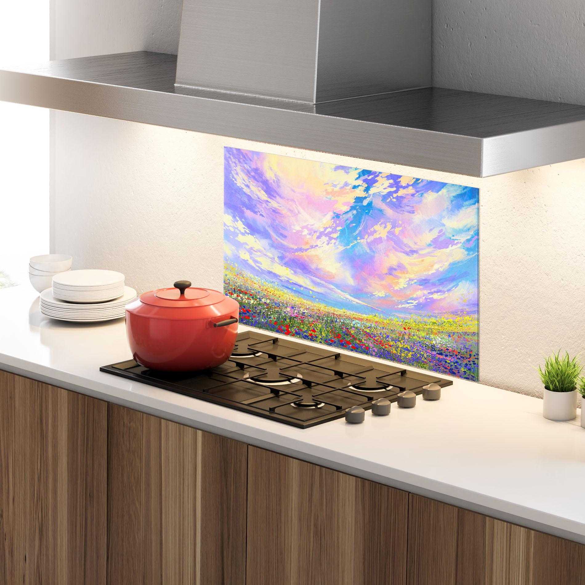 Стъклен панел за кухня Spring Field mockup 4