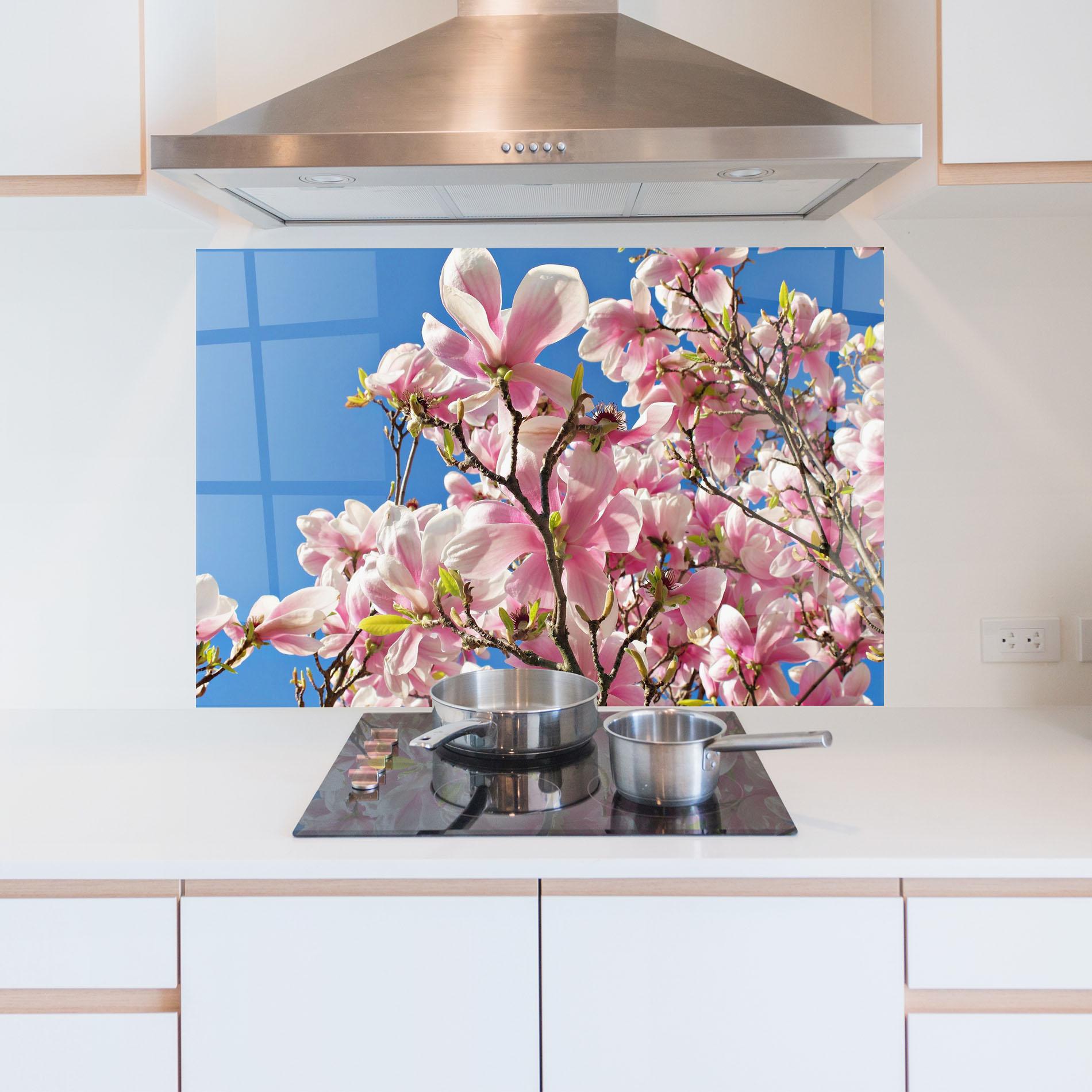 Стъклен панел за кухня Beautiful Pink Chinese Tree mockup 5