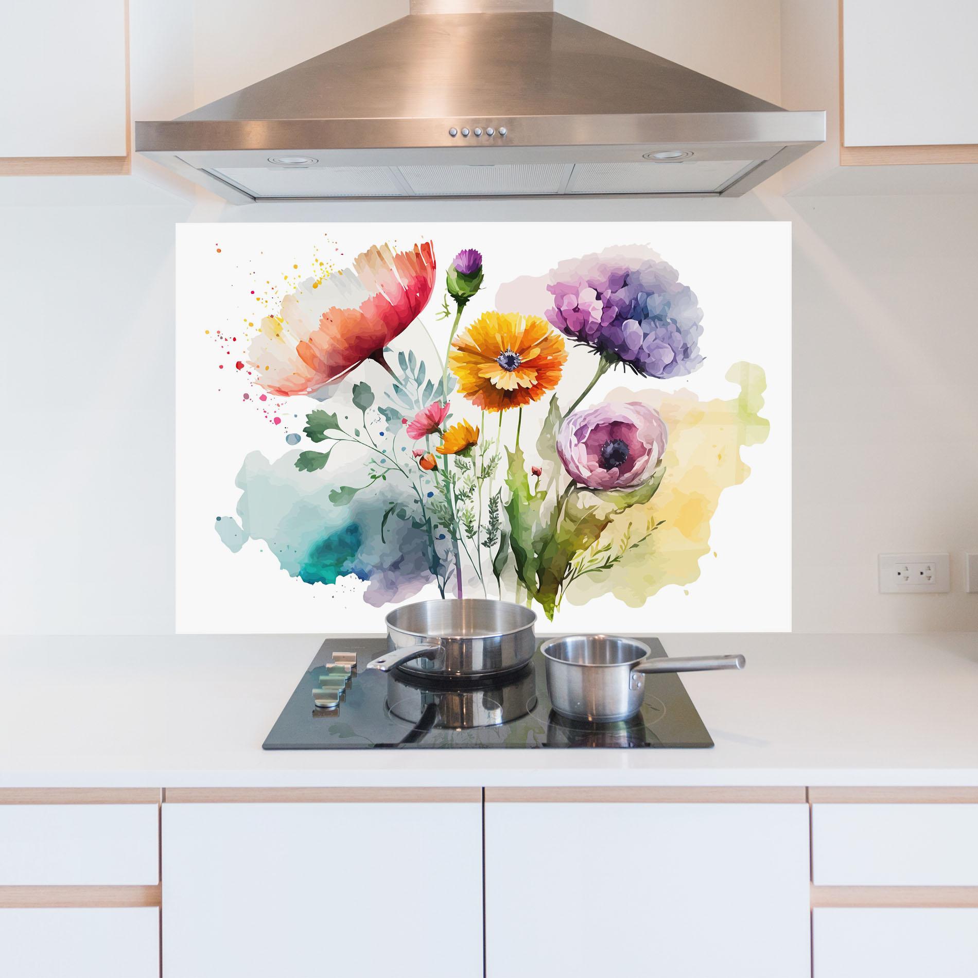 Стъклен панел за кухня Beautiful Spring Flowers mockup 5