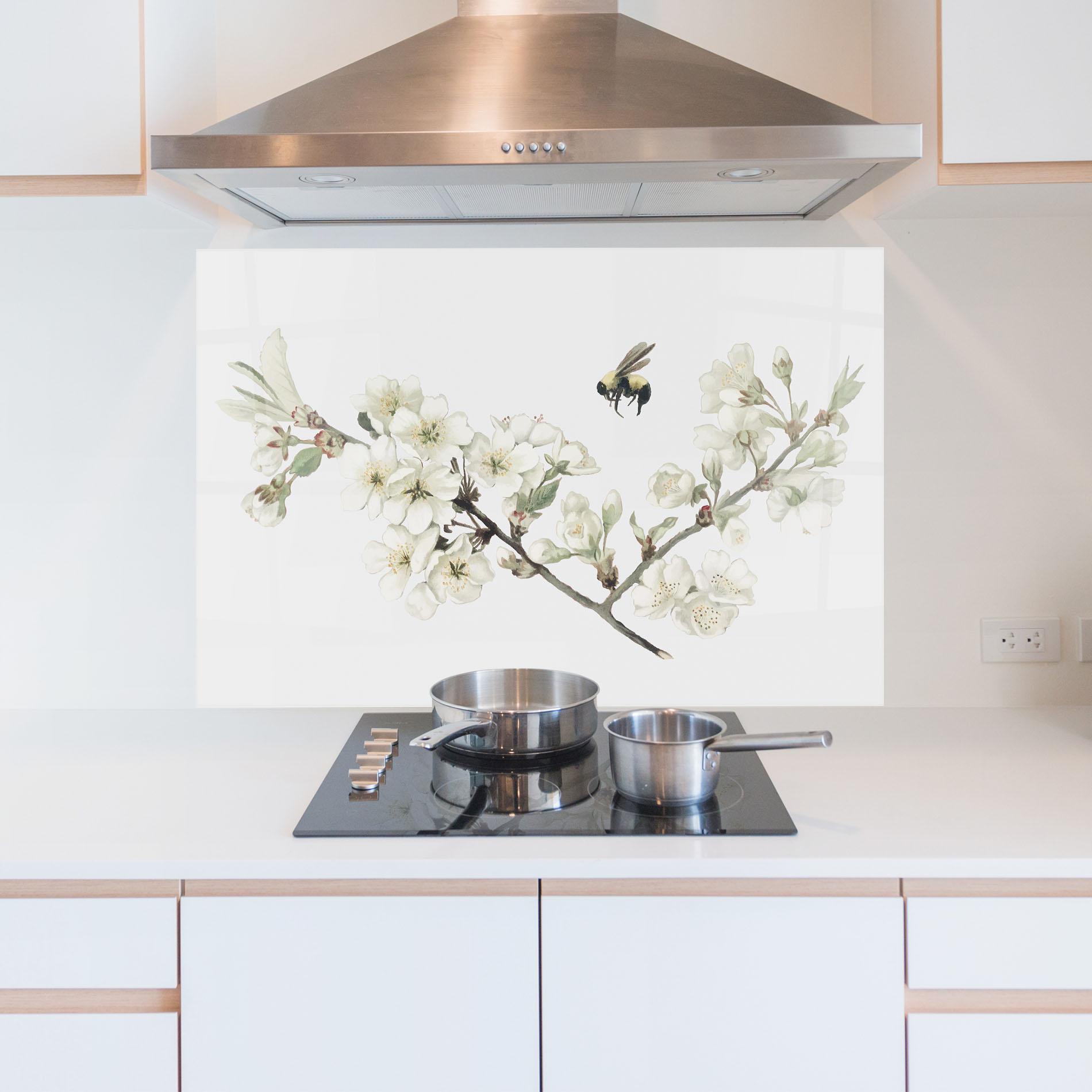 Стъклен панел за кухня Bee Spring Flower mockup 5