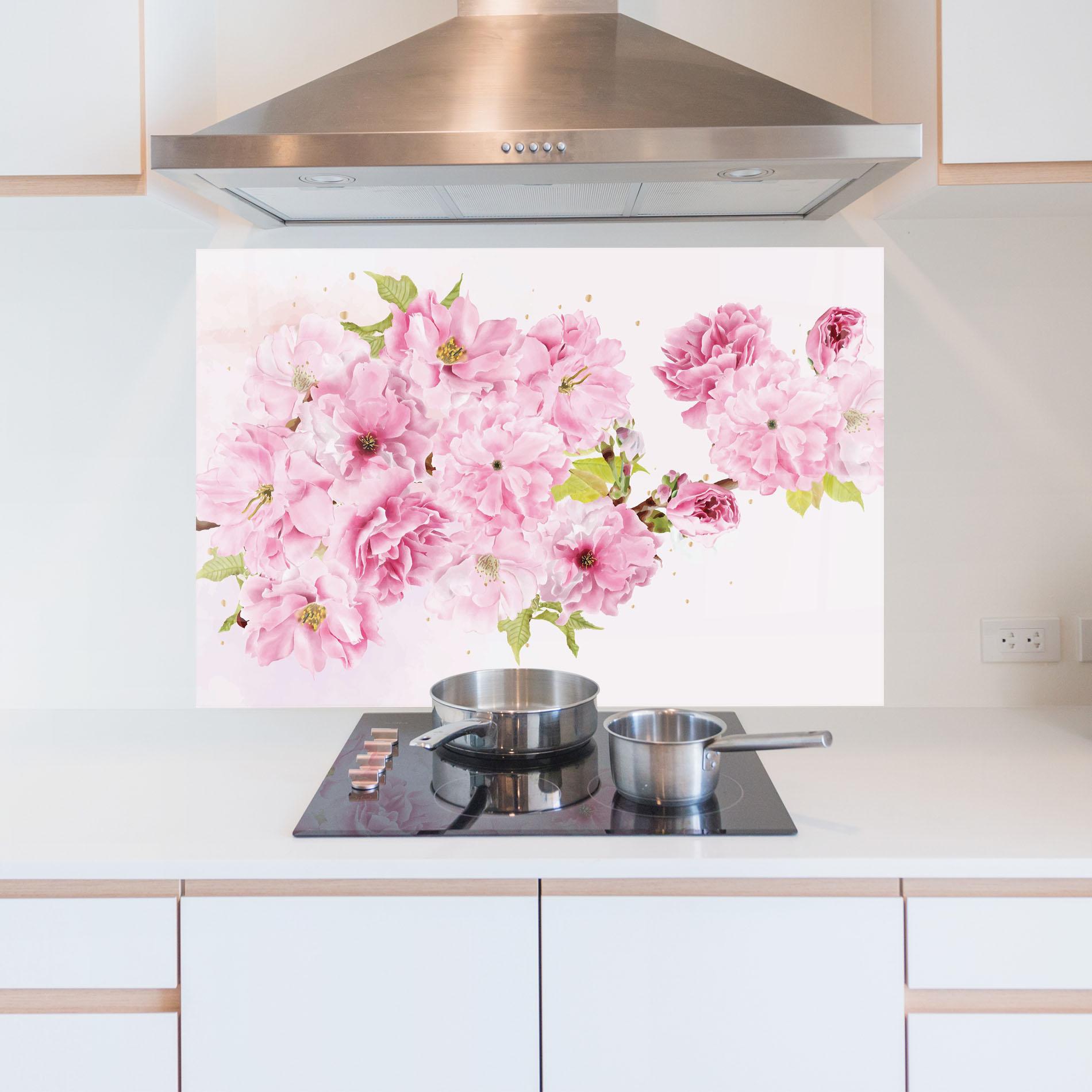 Стъклен панел за кухня Cherry Flower Spring mockup 5