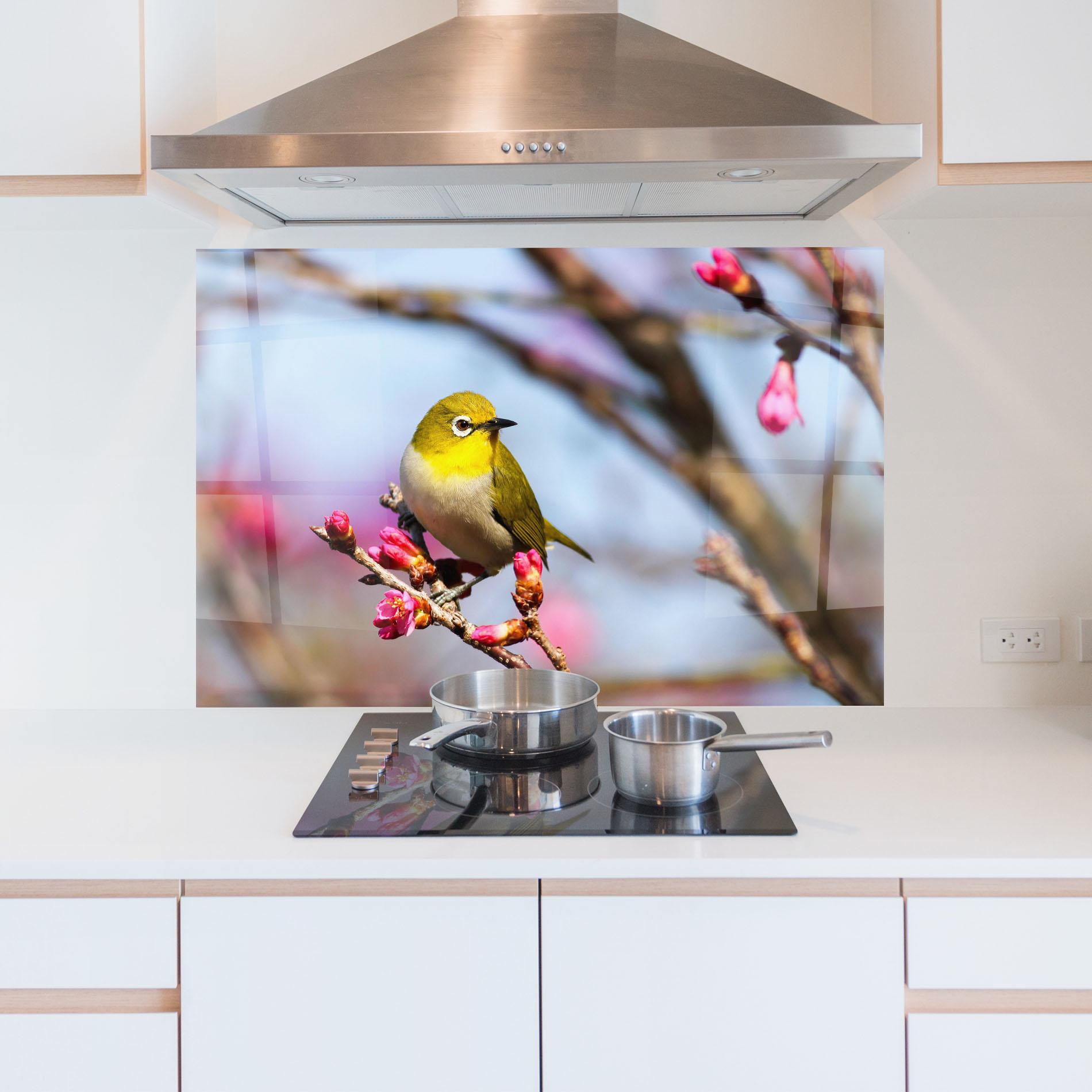 Стъклен панел за кухня Cute Pink Flower Buds mockup 5