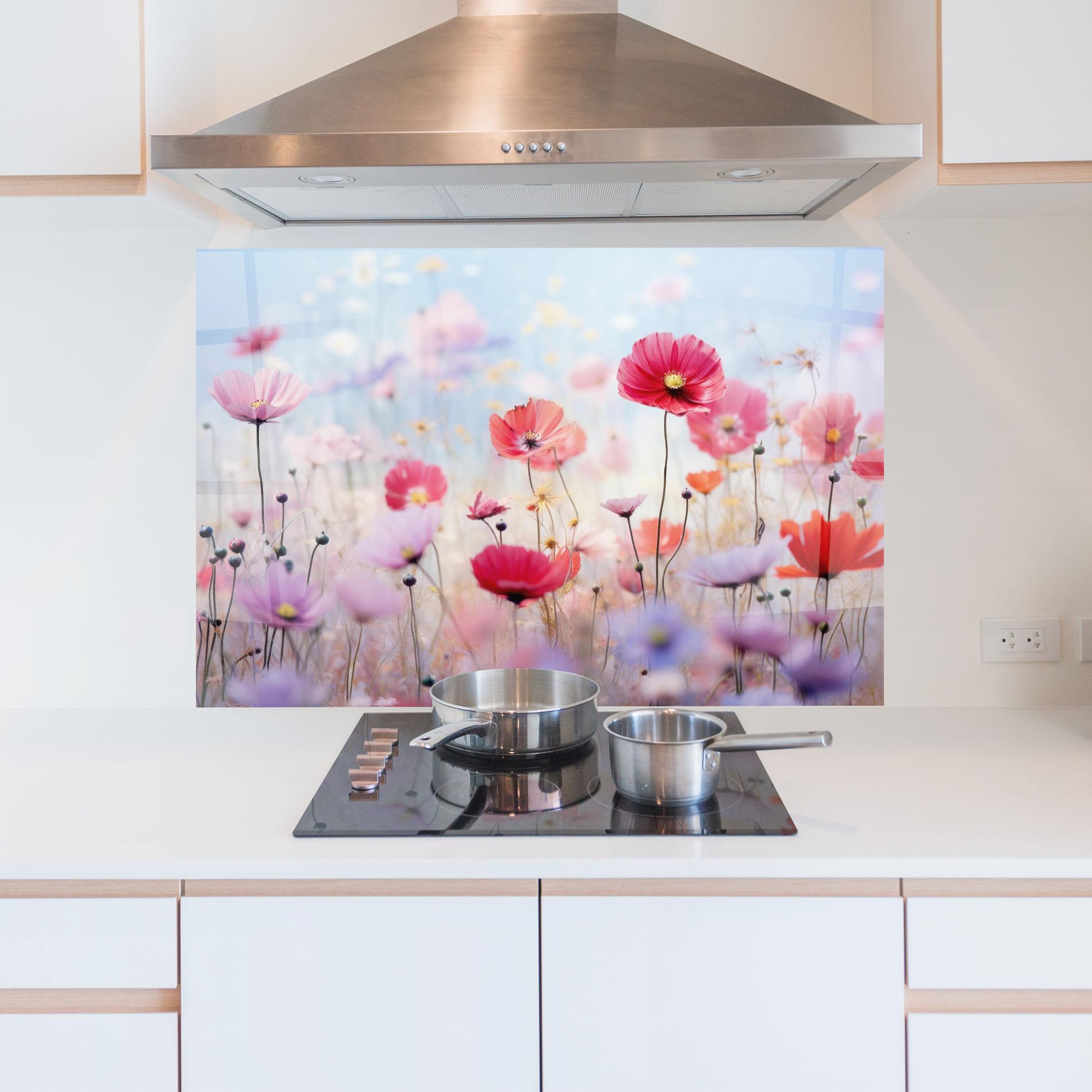 Стъклен панел за кухня Dreamy Sprig Pink Flower mockup 5