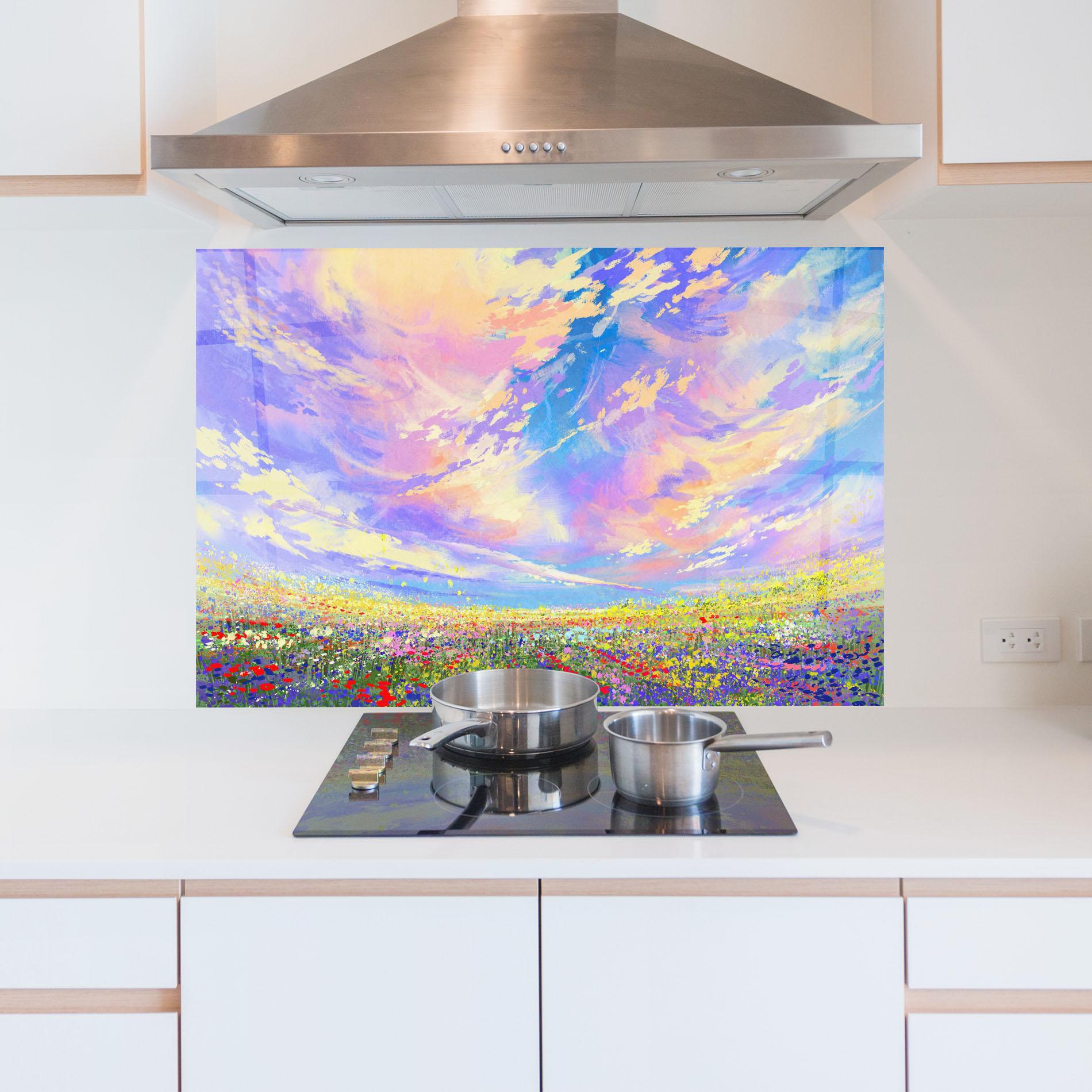 Стъклен панел за кухня Spring Field mockup 5