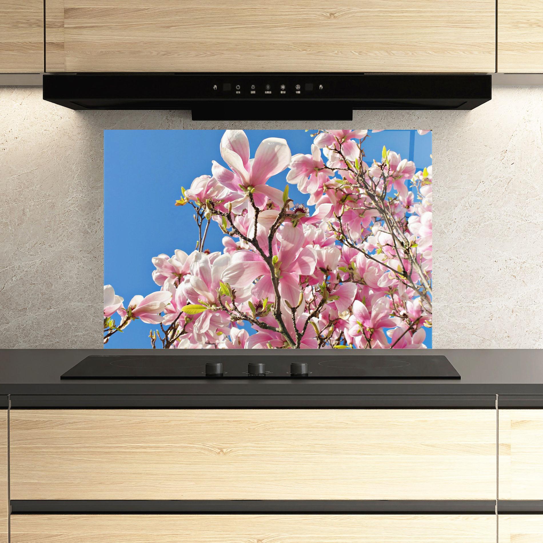 Стъклен панел за кухня Beautiful Pink Chinese Tree mockup 3
