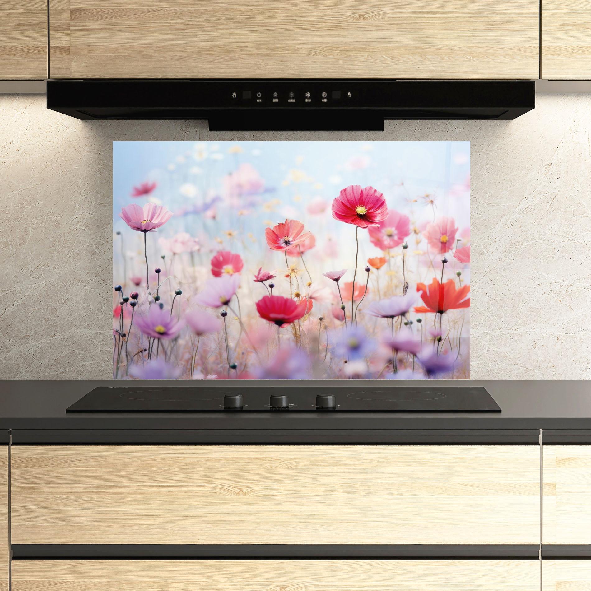 Стъклен панел за кухня Dreamy Sprig Pink Flower mockup 3