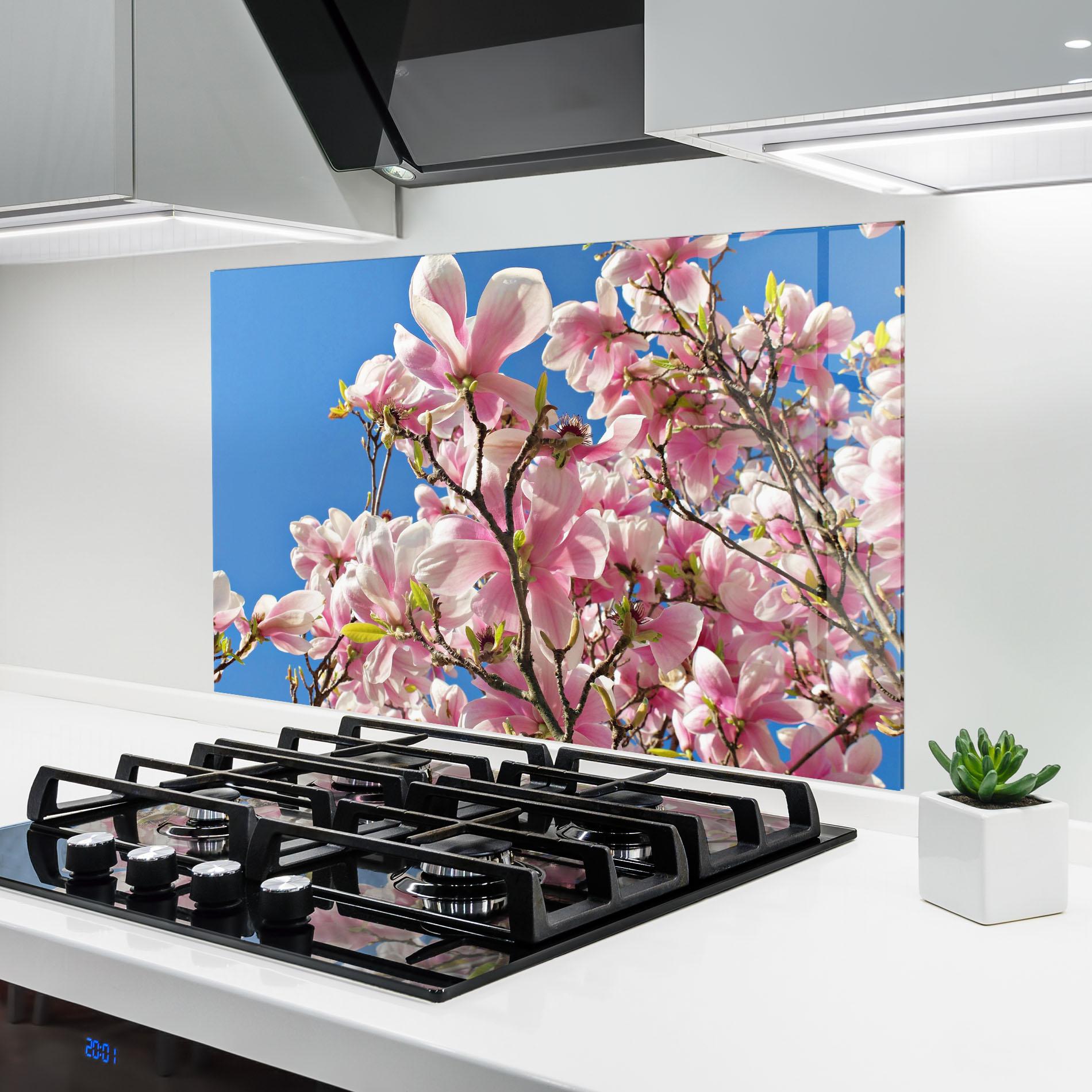 Стъклен панел за кухня Beautiful Pink Chinese Tree mockup 6