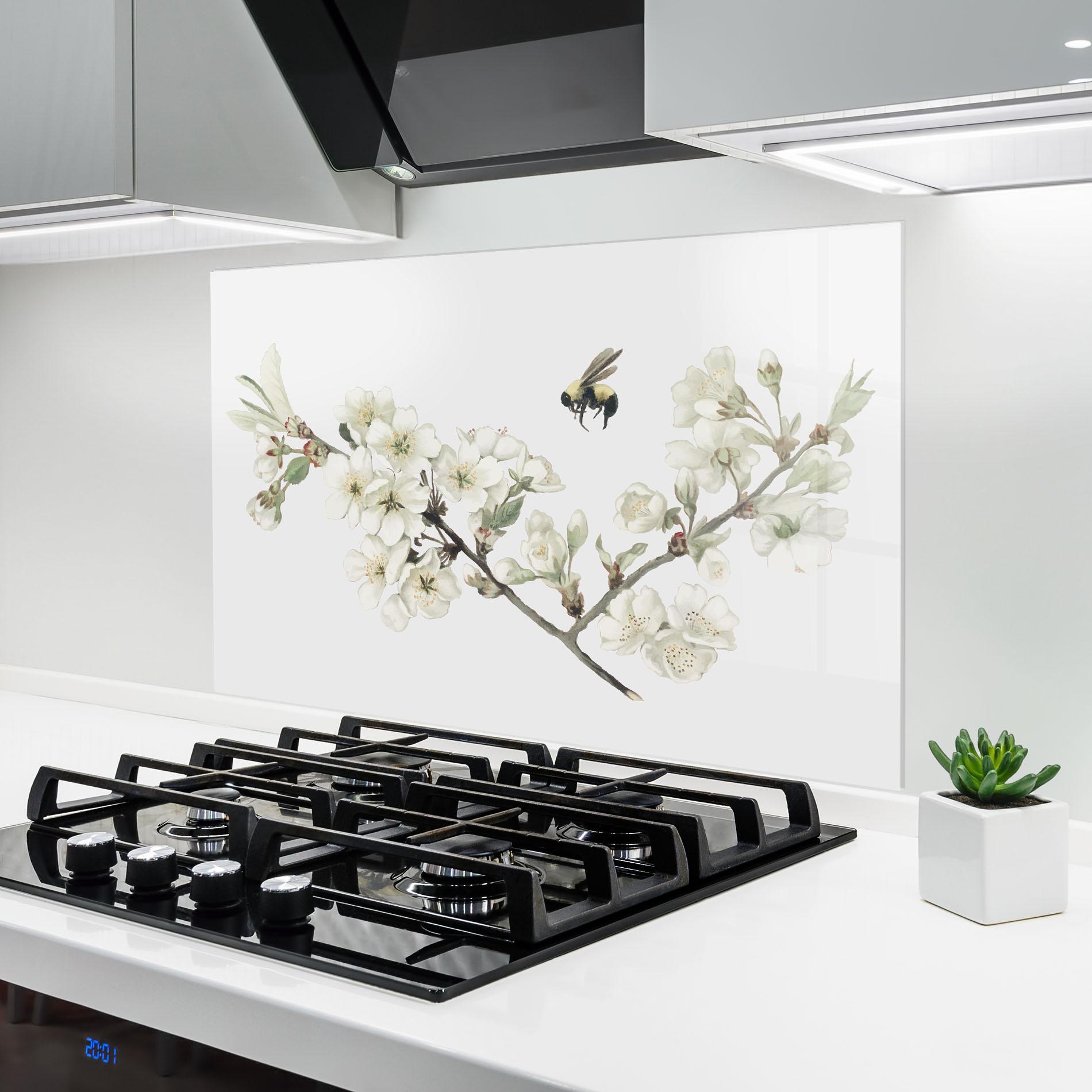 Стъклен панел за кухня Bee Spring Flower mockup 6