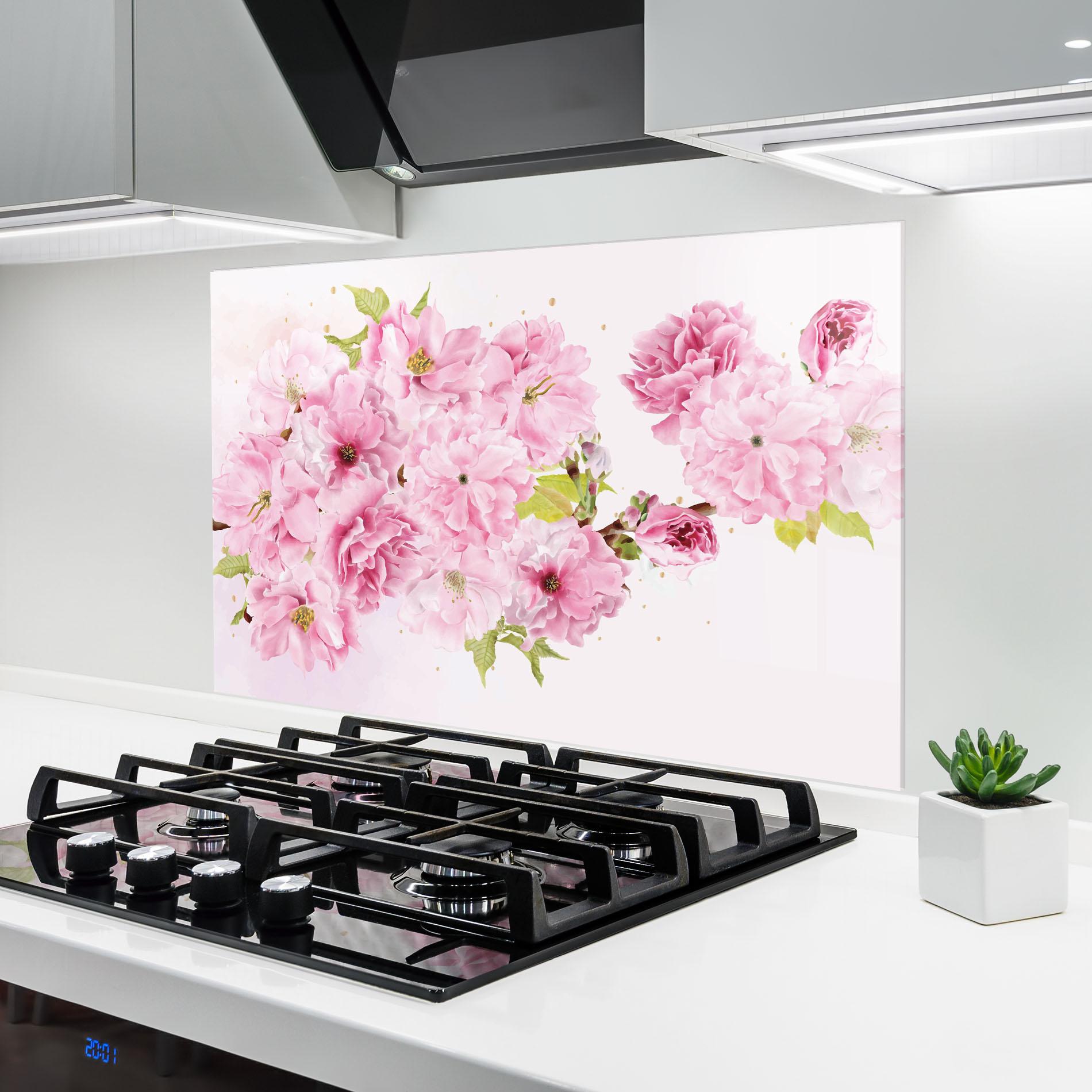Стъклен панел за кухня Cherry Flower Spring mockup 6