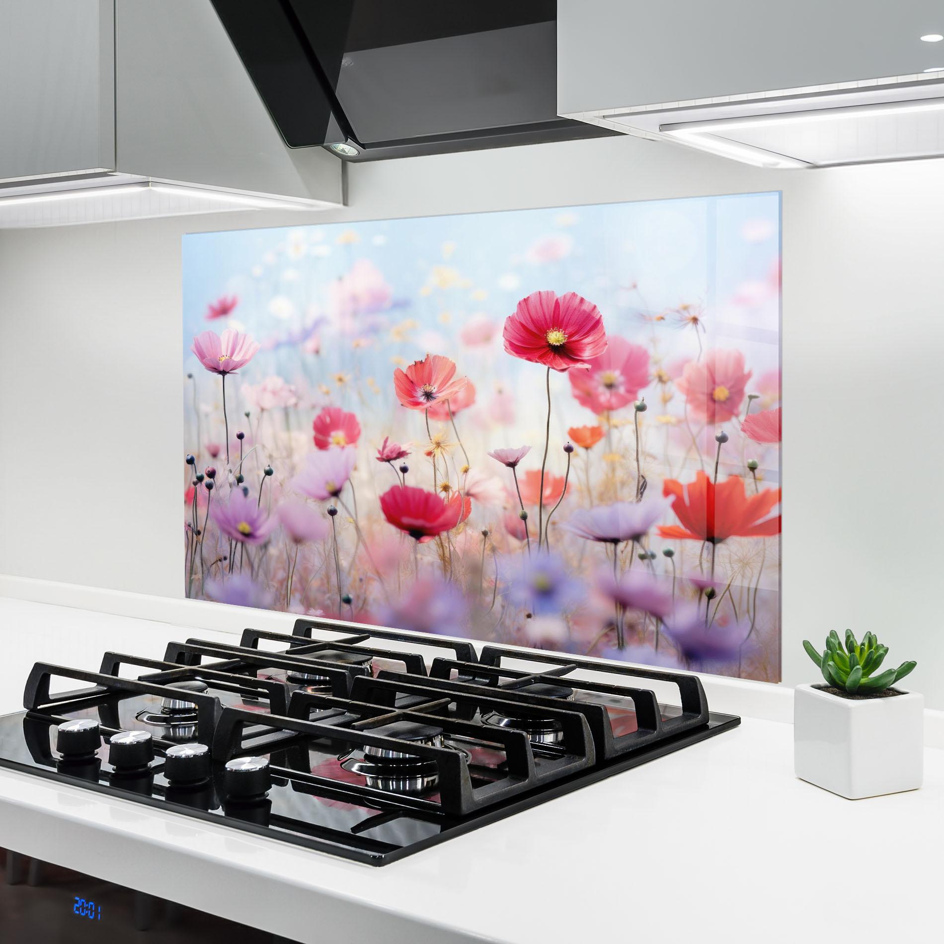 Стъклен панел за кухня Dreamy Sprig Pink Flower mockup 6