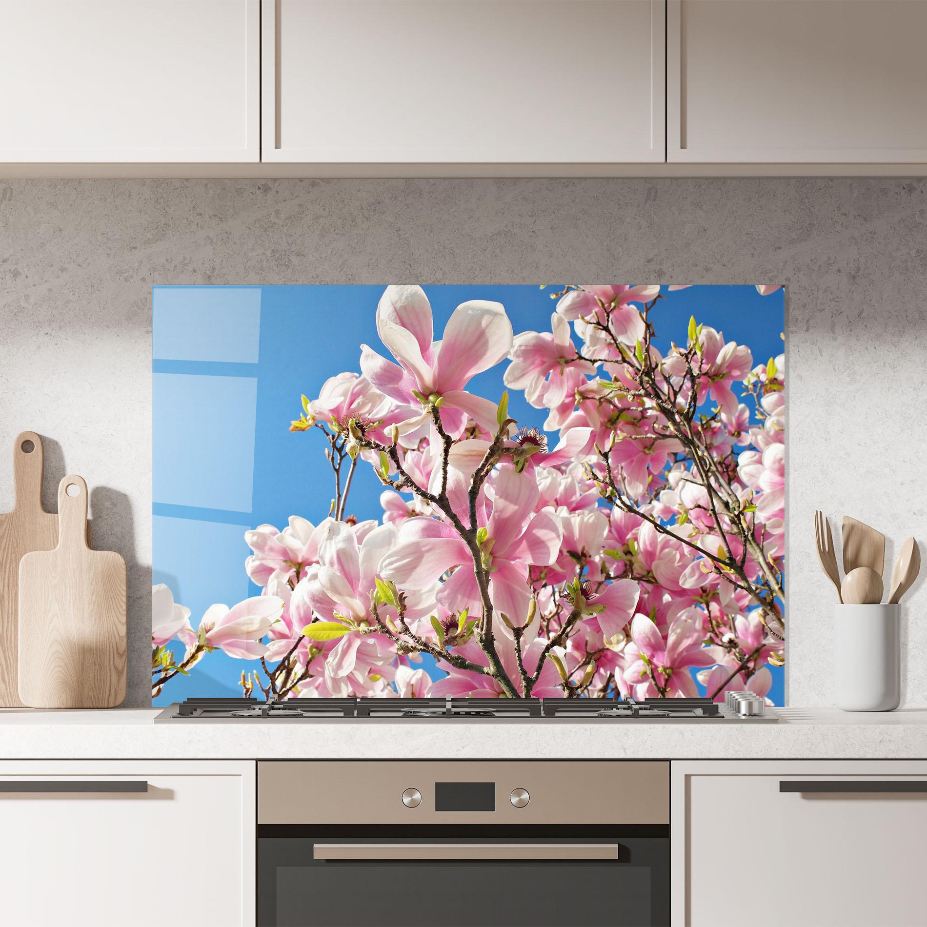 Стъклен панел за кухня Beautiful Pink Chinese Tree mockup 7