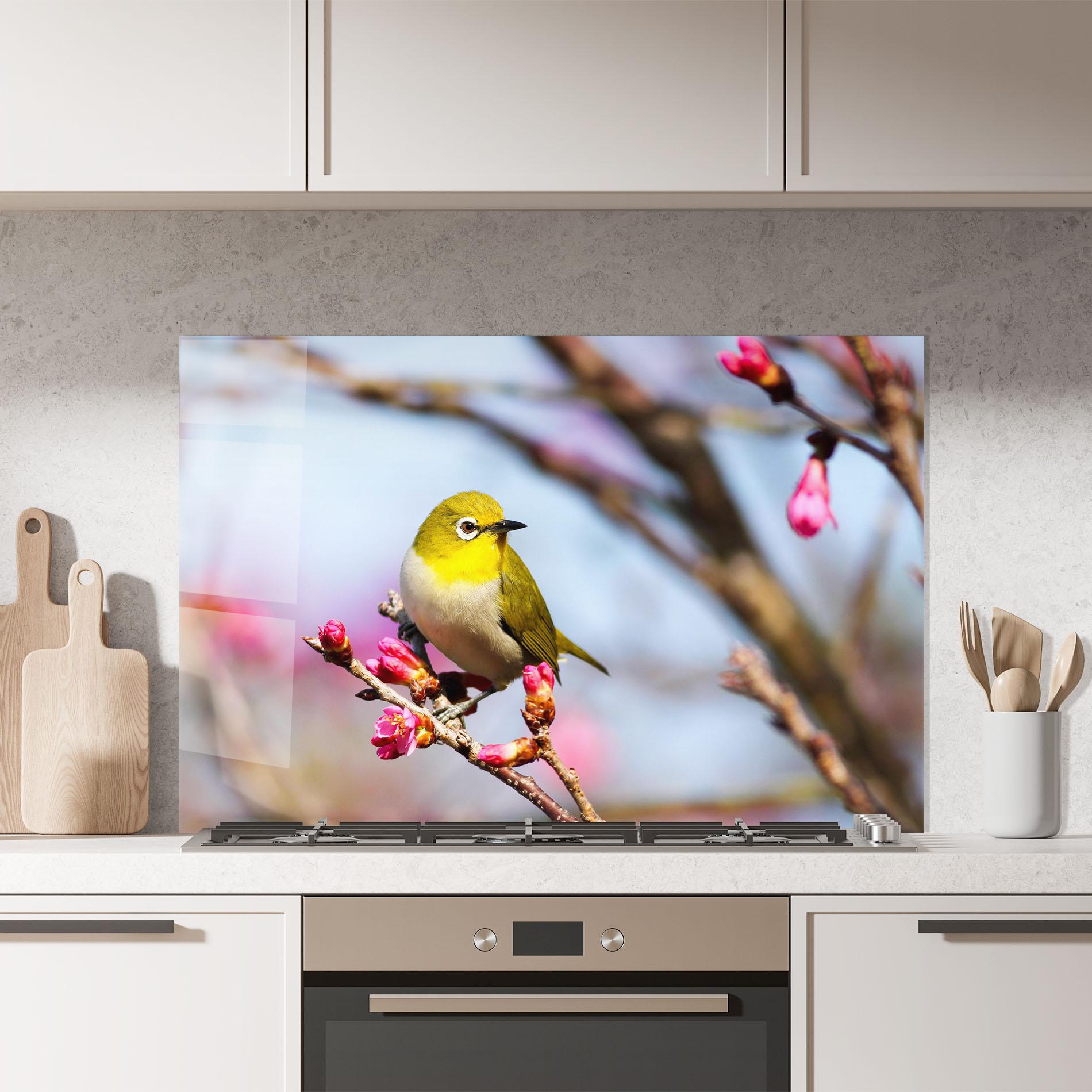 Стъклен панел за кухня Cute Pink Flower Buds mockup 7