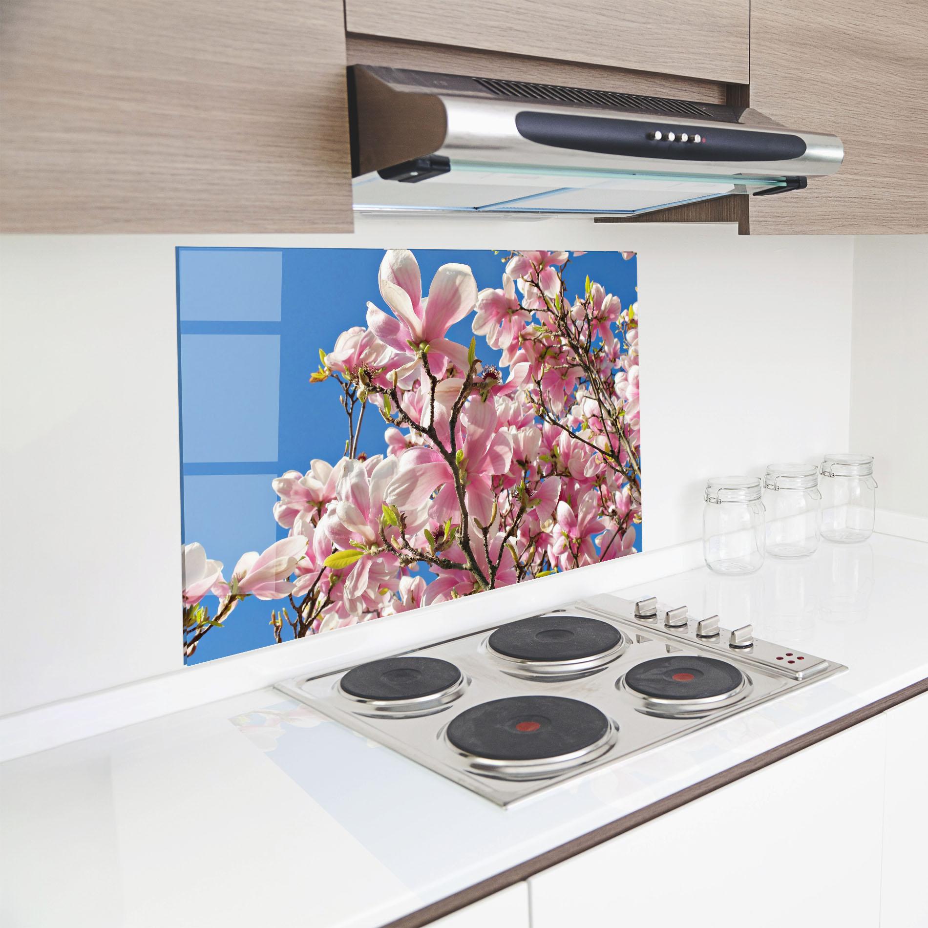 Стъклен панел за кухня Beautiful Pink Chinese Tree mockup 8