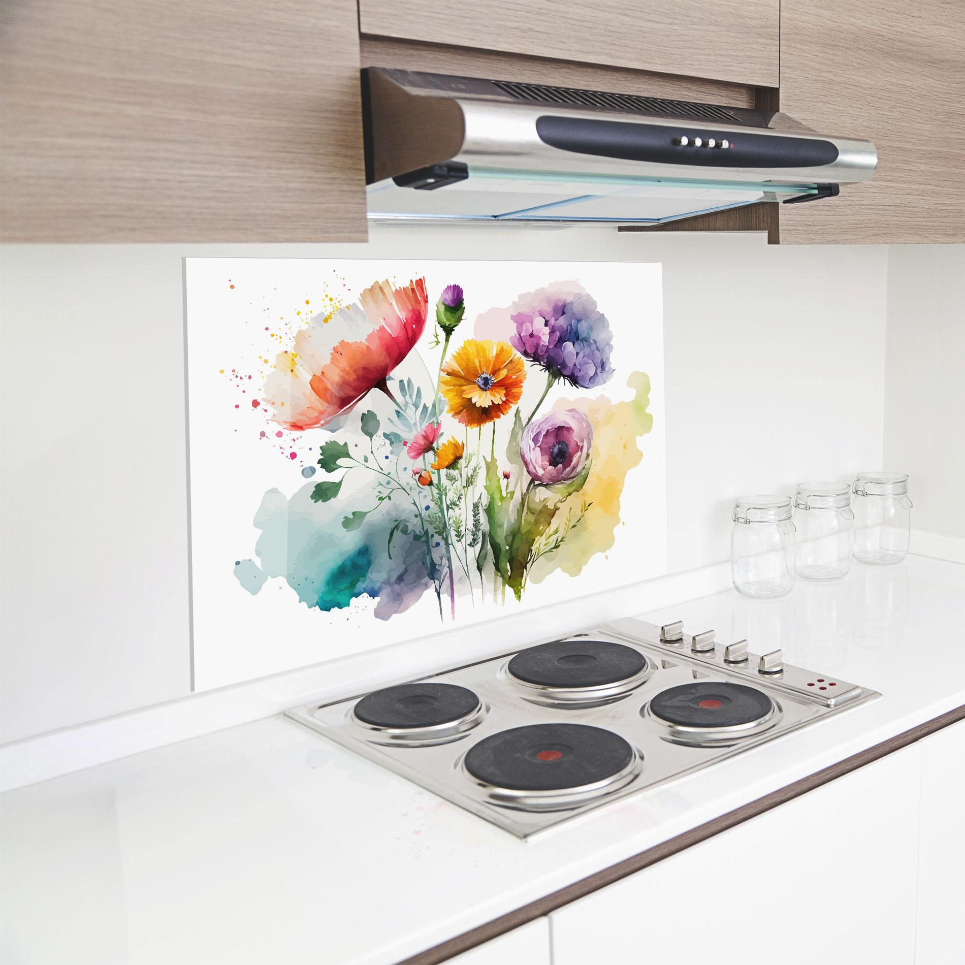 Стъклен панел за кухня Beautiful Spring Flowers mockup 8