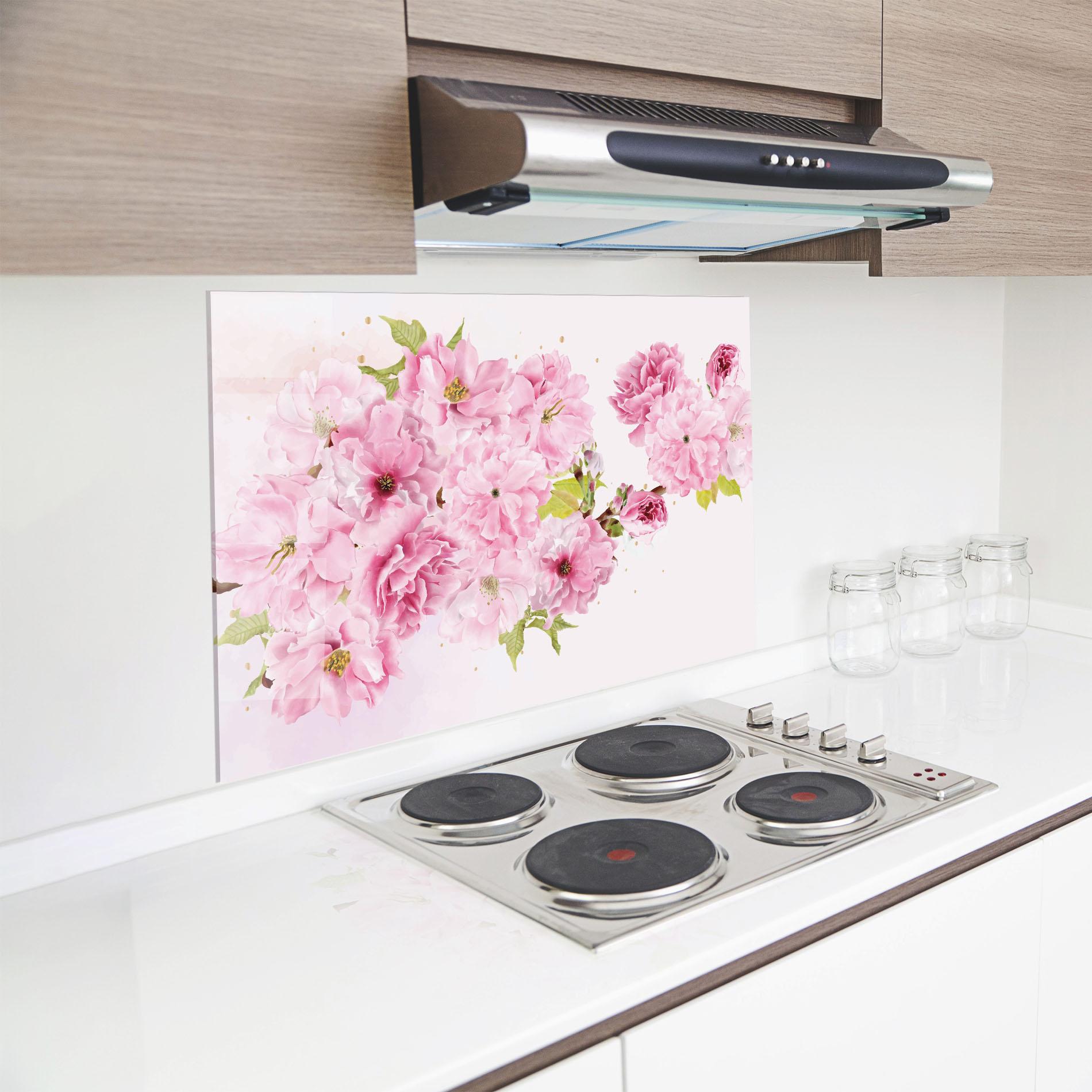 Стъклен панел за кухня Cherry Flower Spring mockup 8