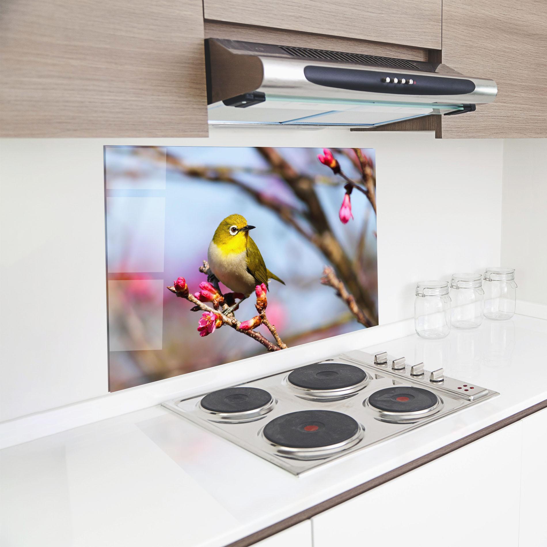 Стъклен панел за кухня Cute Pink Flower Buds mockup 8