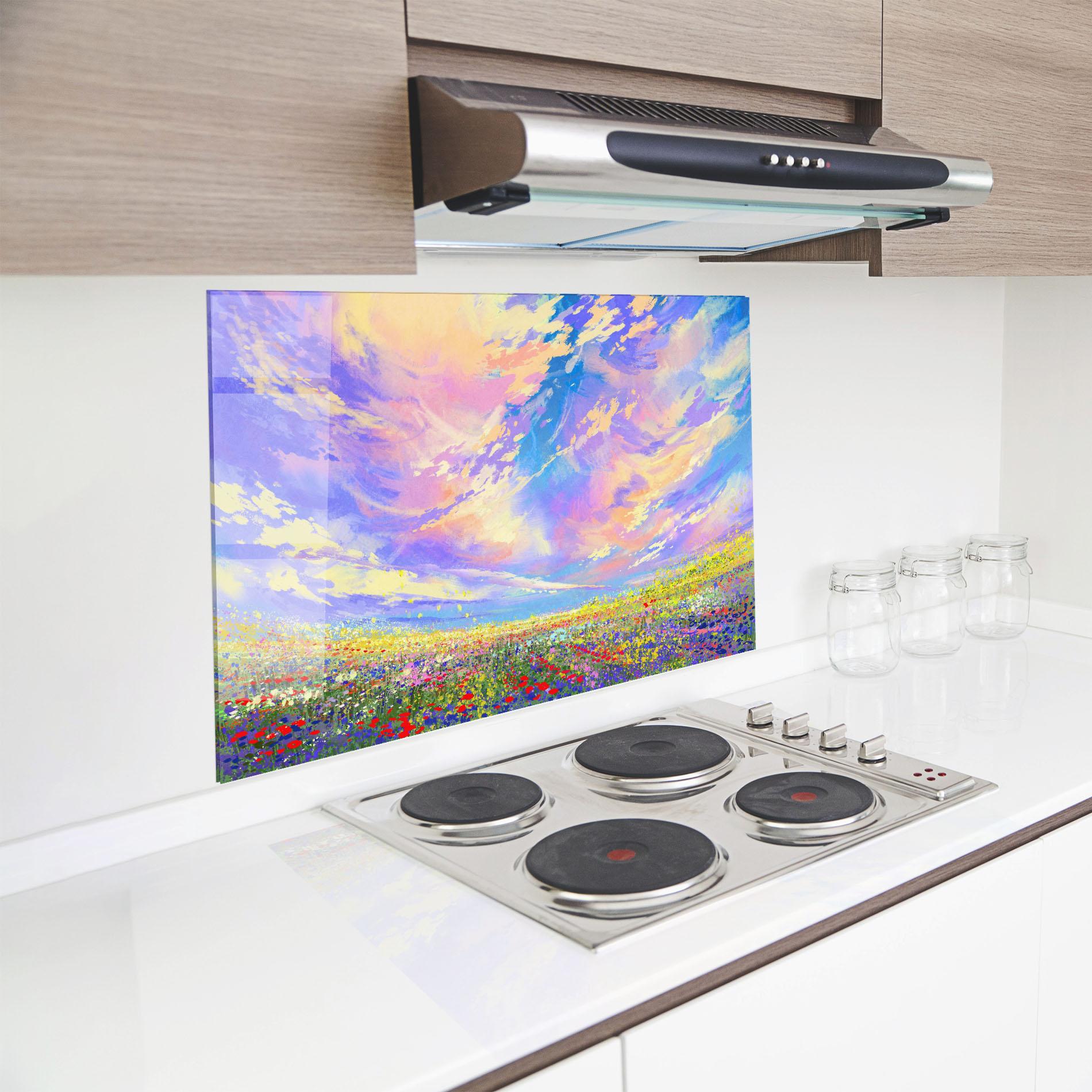 Стъклен панел за кухня Spring Field mockup 8