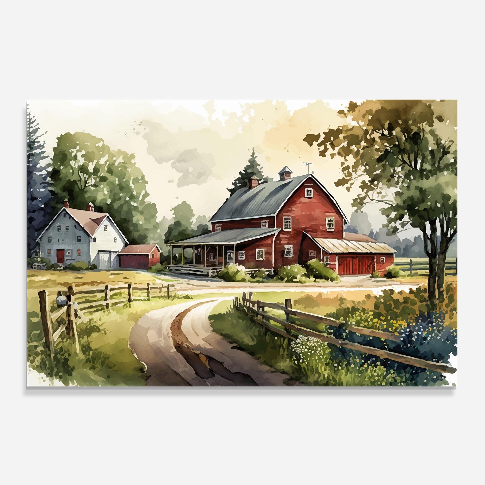 Стъклен панел за кухня Farmhouse Painting mockup 0