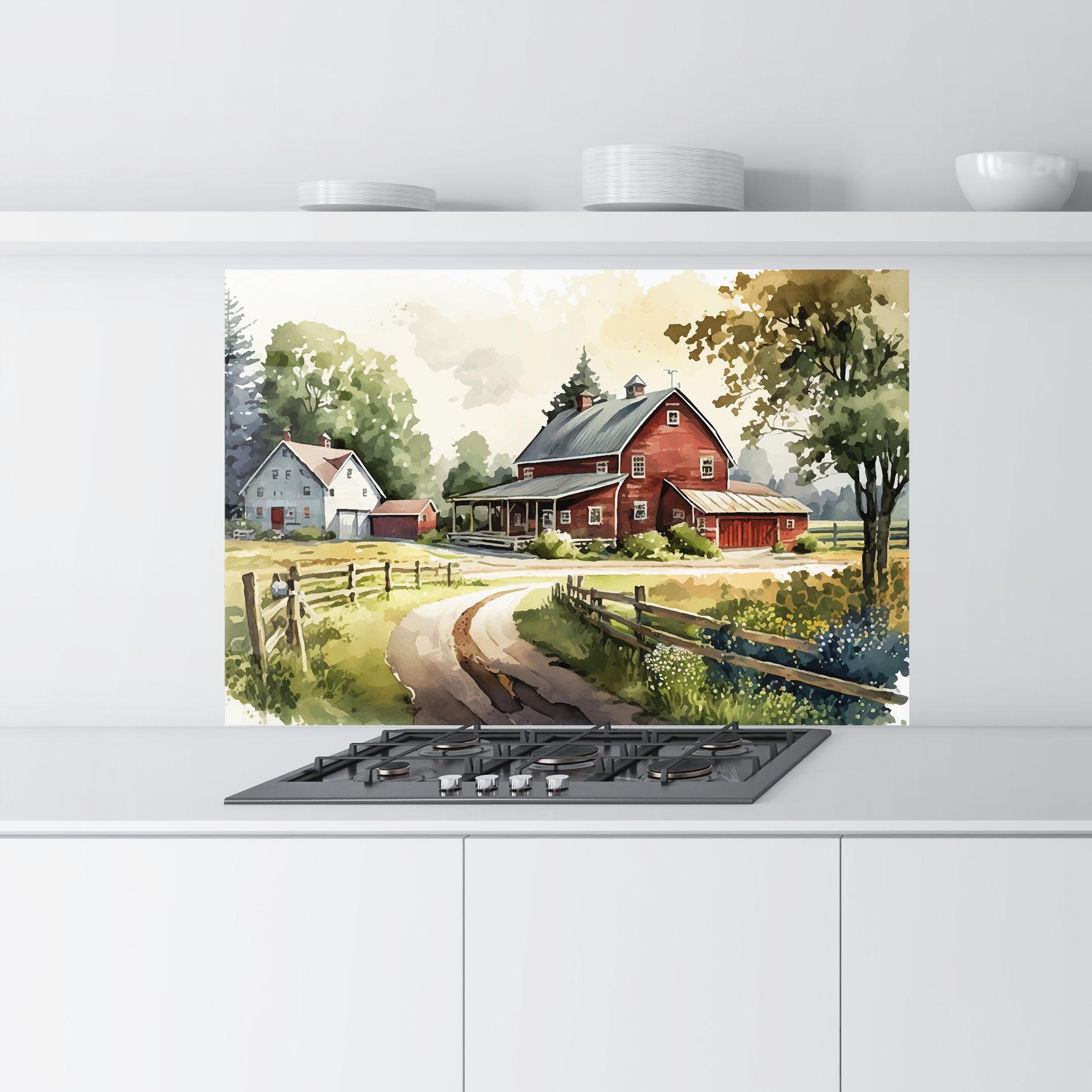 Стъклен панел за кухня Farmhouse Painting mockup 9