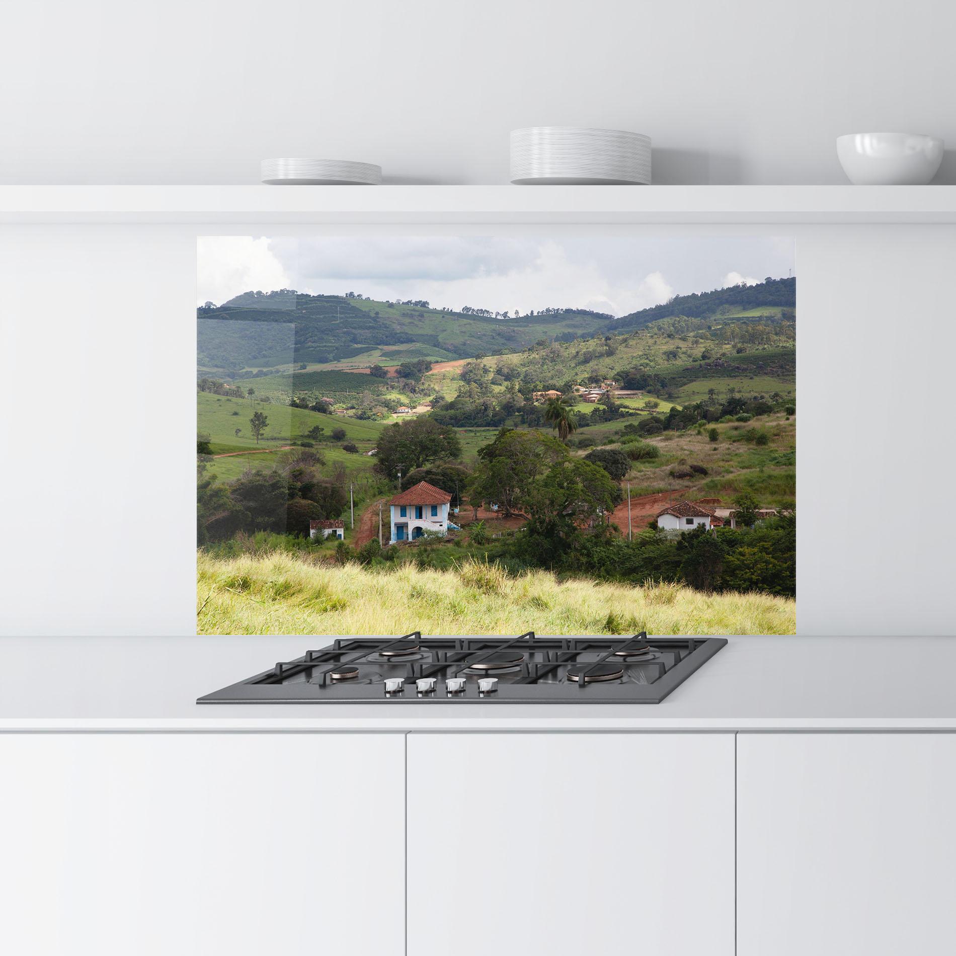 Стъклен панел за кухня Green Countryside mockup 9