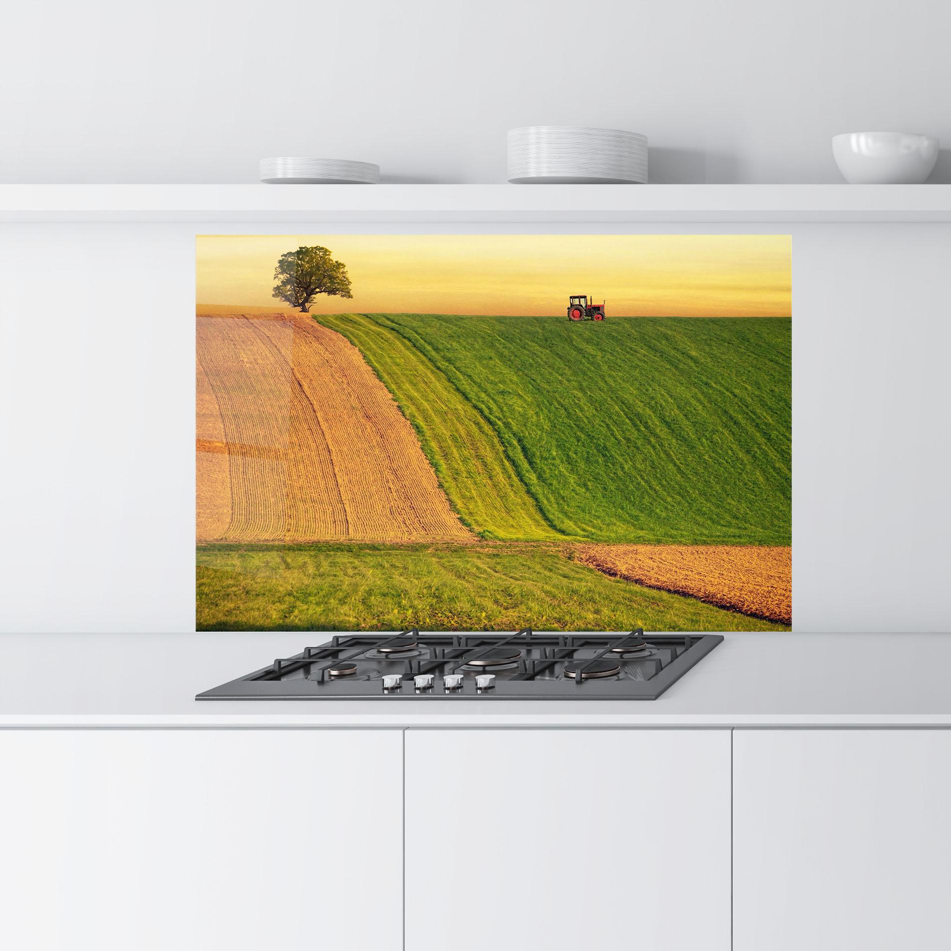 Стъклен панел за кухня Green Cream Field mockup 9