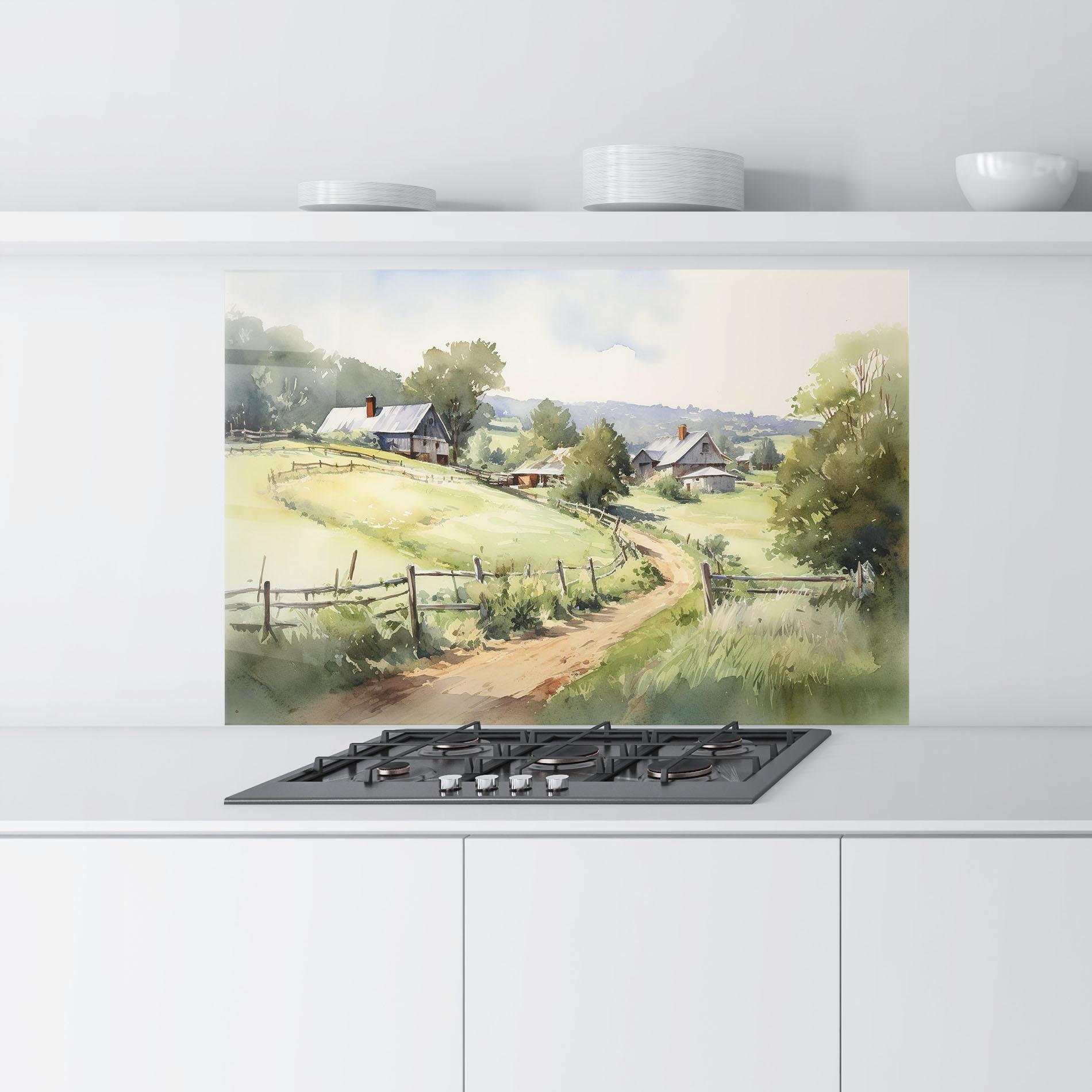 Стъклен панел за кухня Rural Farm mockup 9
