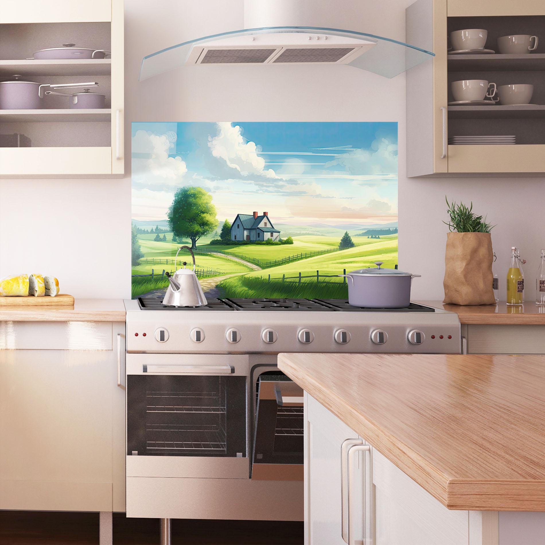 Стъклен панел за кухня Calming Rural View mockup 1