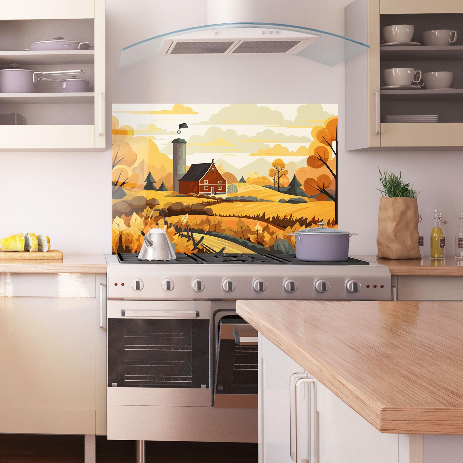 Стъклен панел за кухня Countryside House mockup 1