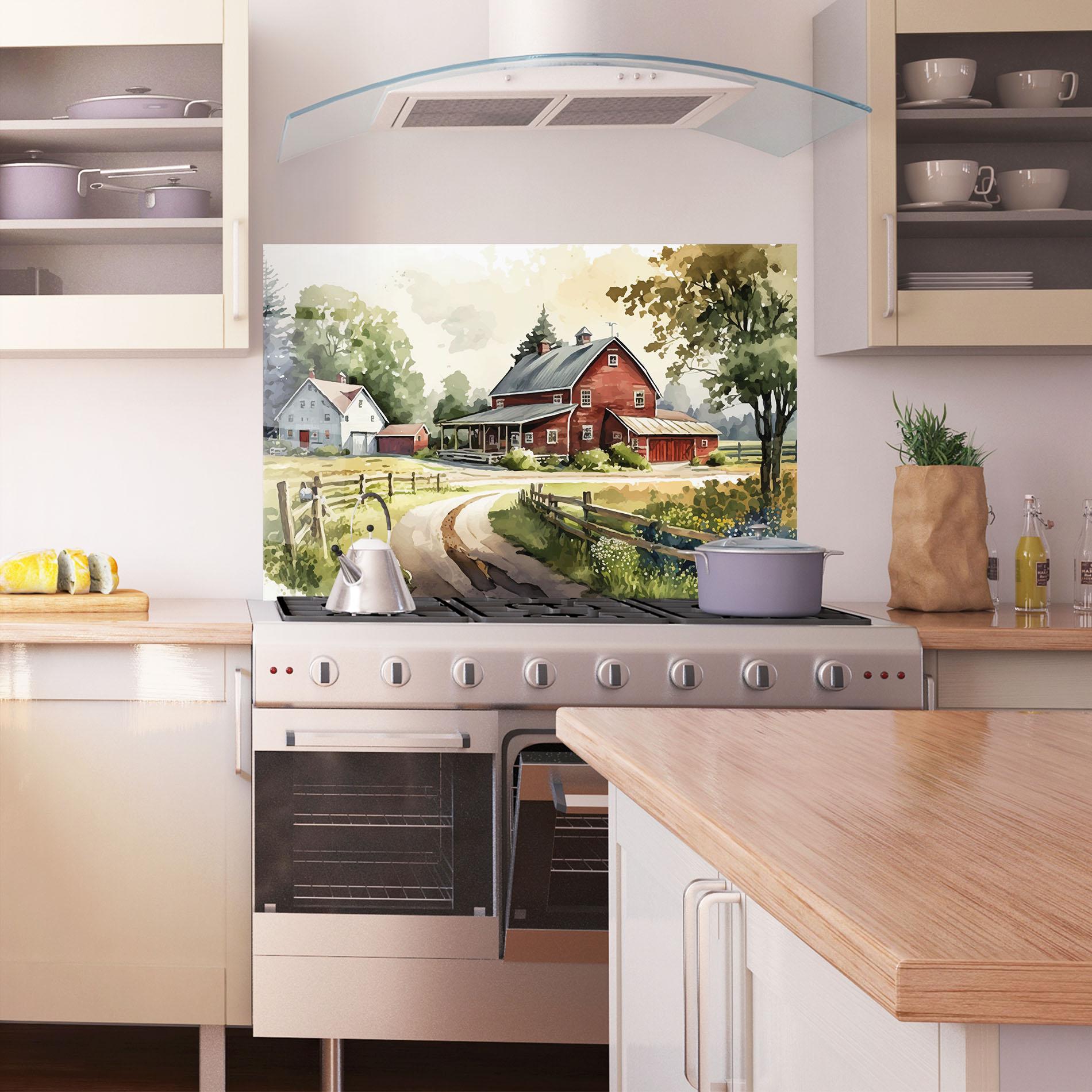 Стъклен панел за кухня Farmhouse Painting mockup 1