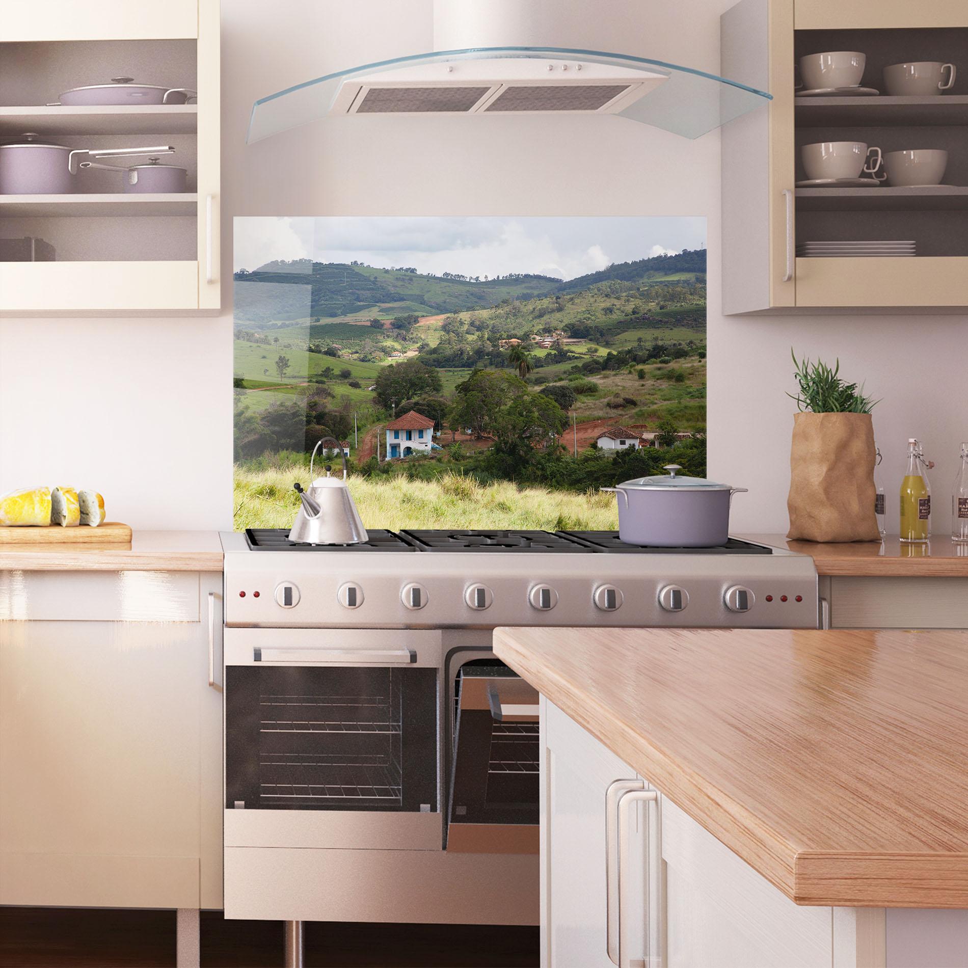 Стъклен панел за кухня Green Countryside mockup 1