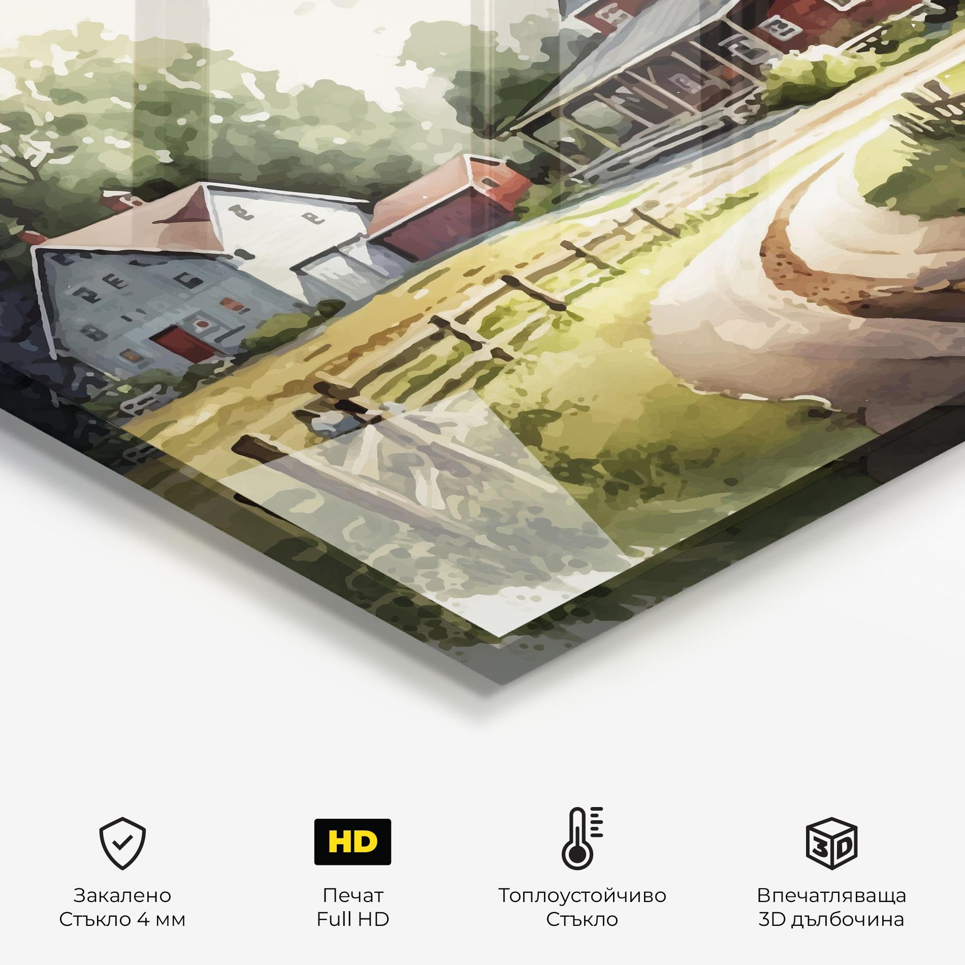Стъклен панел за кухня Farmhouse Painting mockup 2