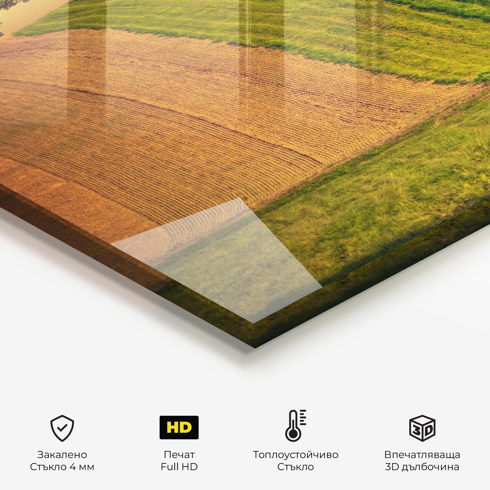 Стъклен панел за кухня Green Cream Field mockup 2