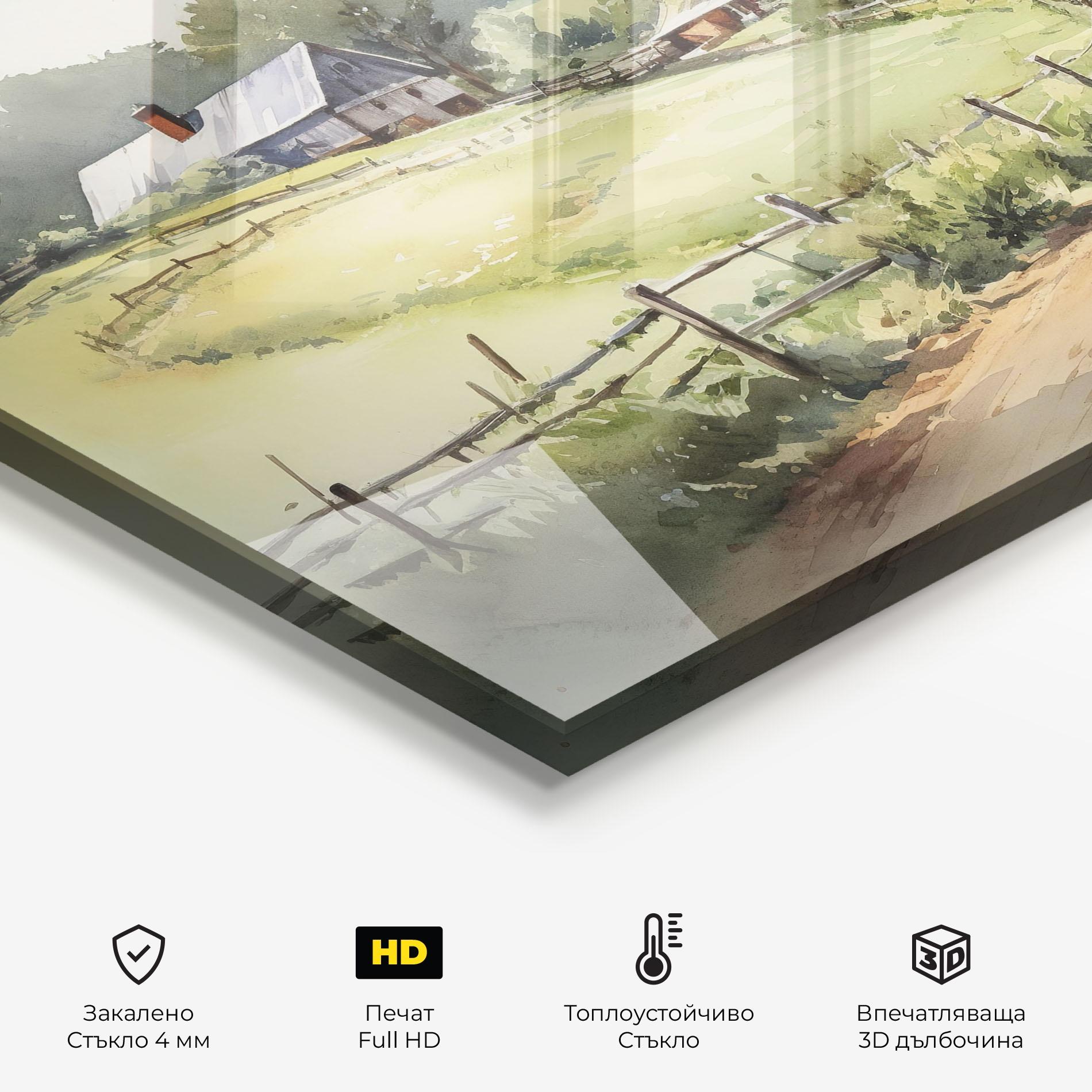 Стъклен панел за кухня Rural Farm mockup 2