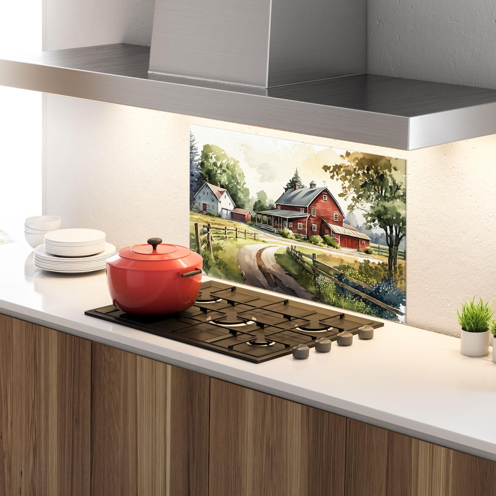 Стъклен панел за кухня Farmhouse Painting mockup 4
