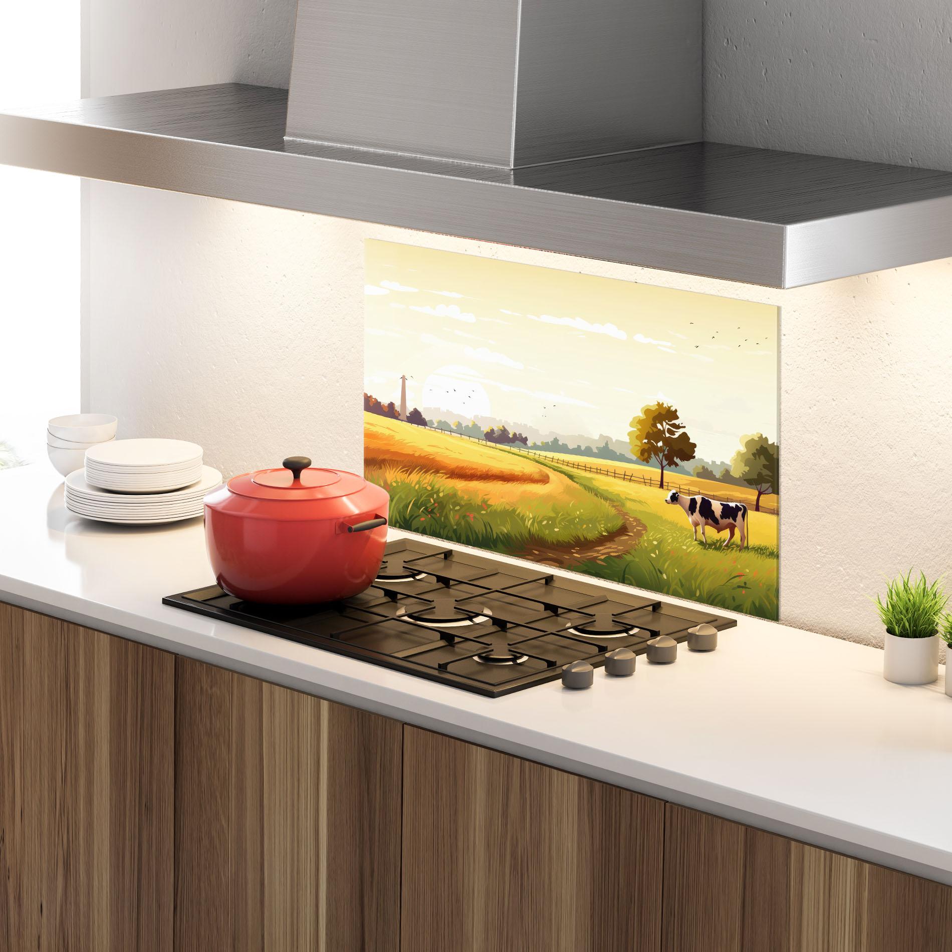 Стъклен панел за кухня Grazing Farm mockup 4