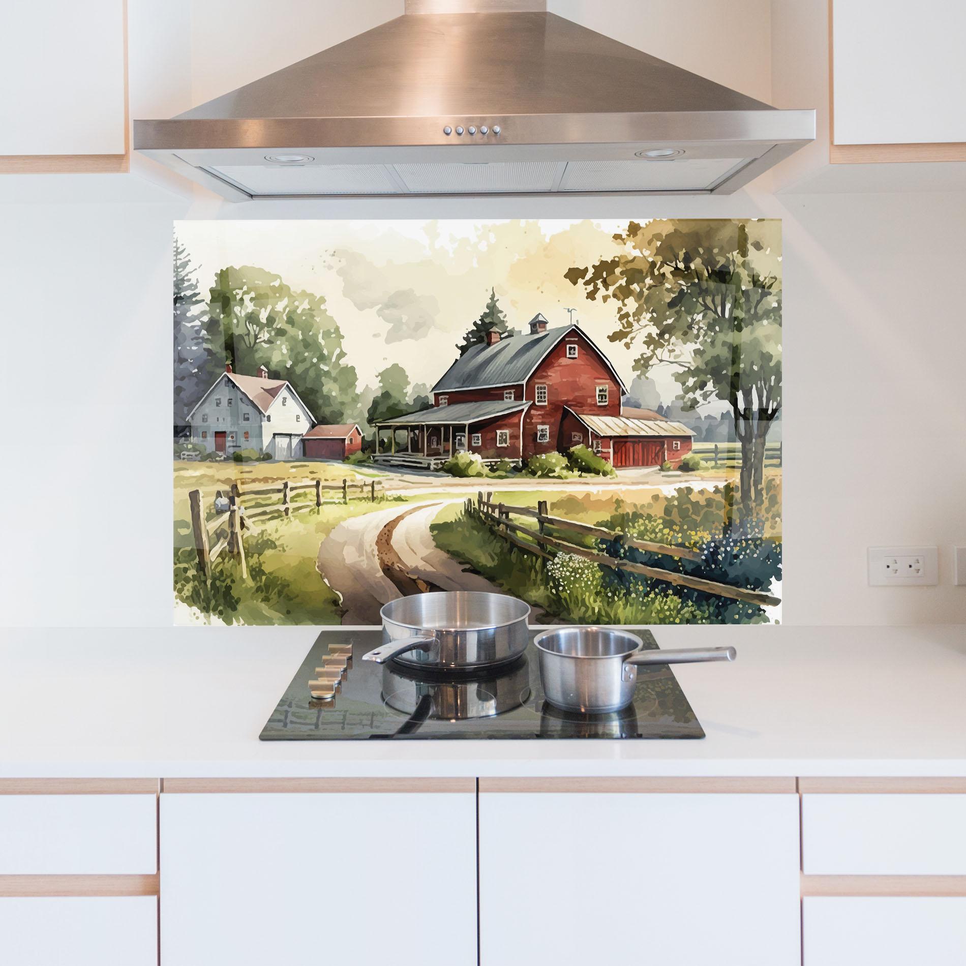 Стъклен панел за кухня Farmhouse Painting mockup 5