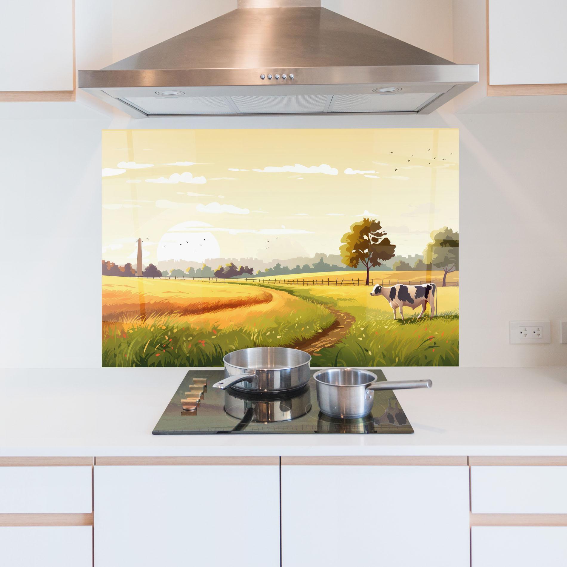 Стъклен панел за кухня Grazing Farm mockup 5