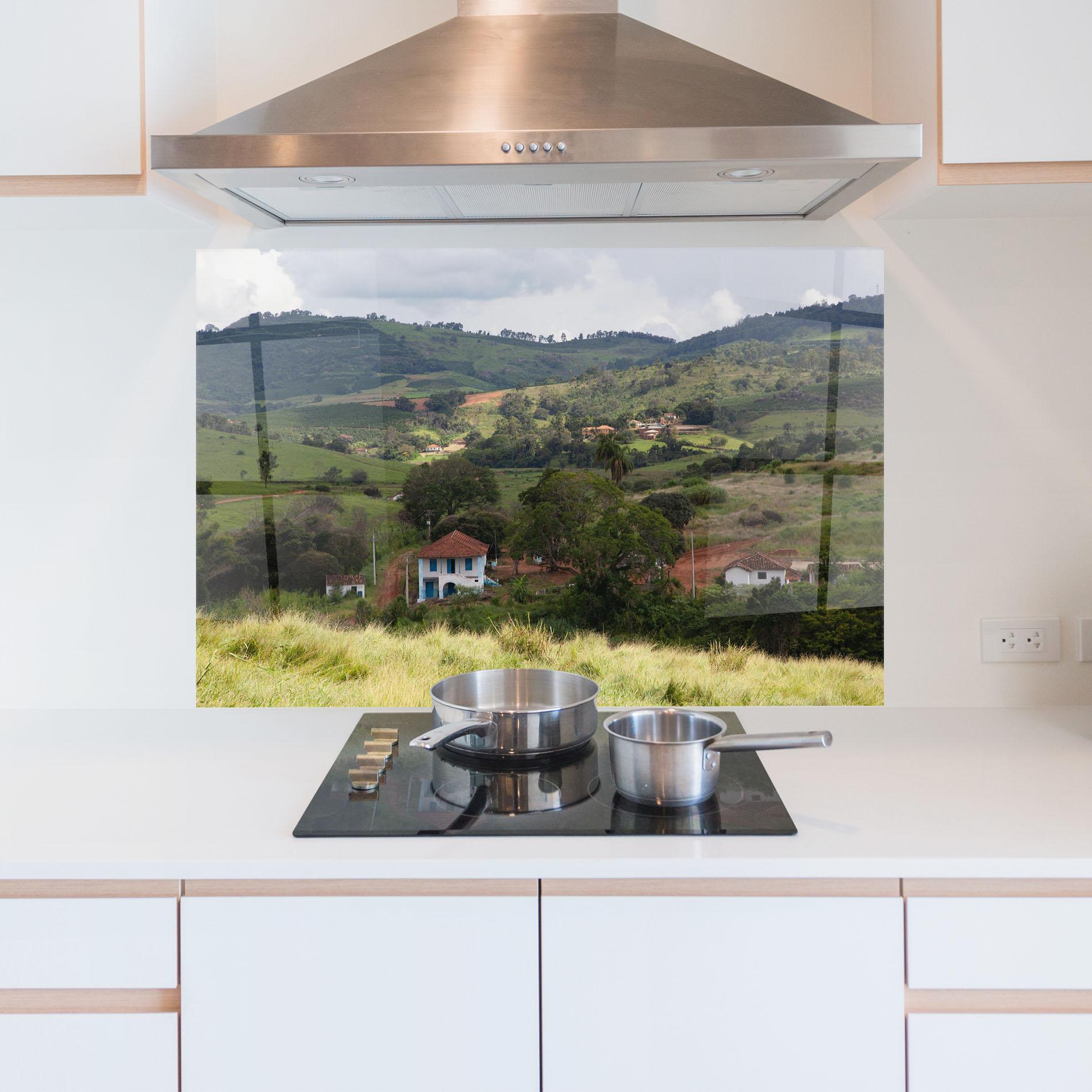 Стъклен панел за кухня Green Countryside mockup 5