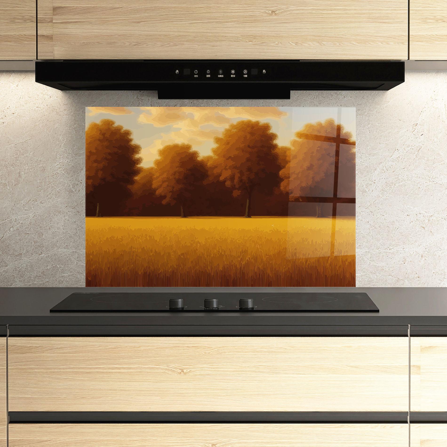 Стъклен панел за кухня Autumn Country Tree mockup 3