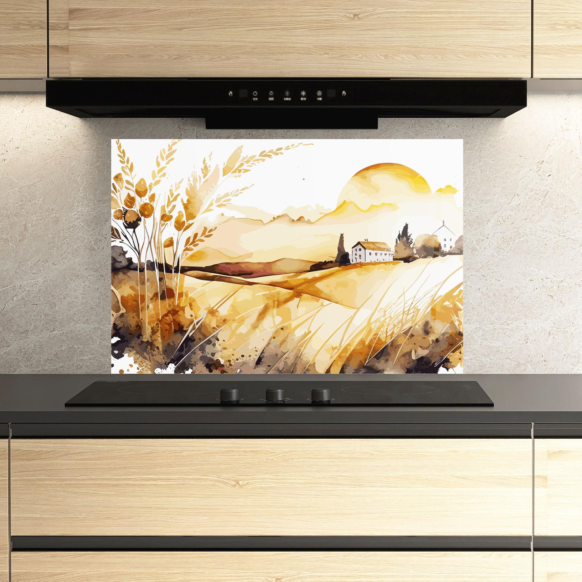 Стъклен панел за кухня Crops Field mockup 3