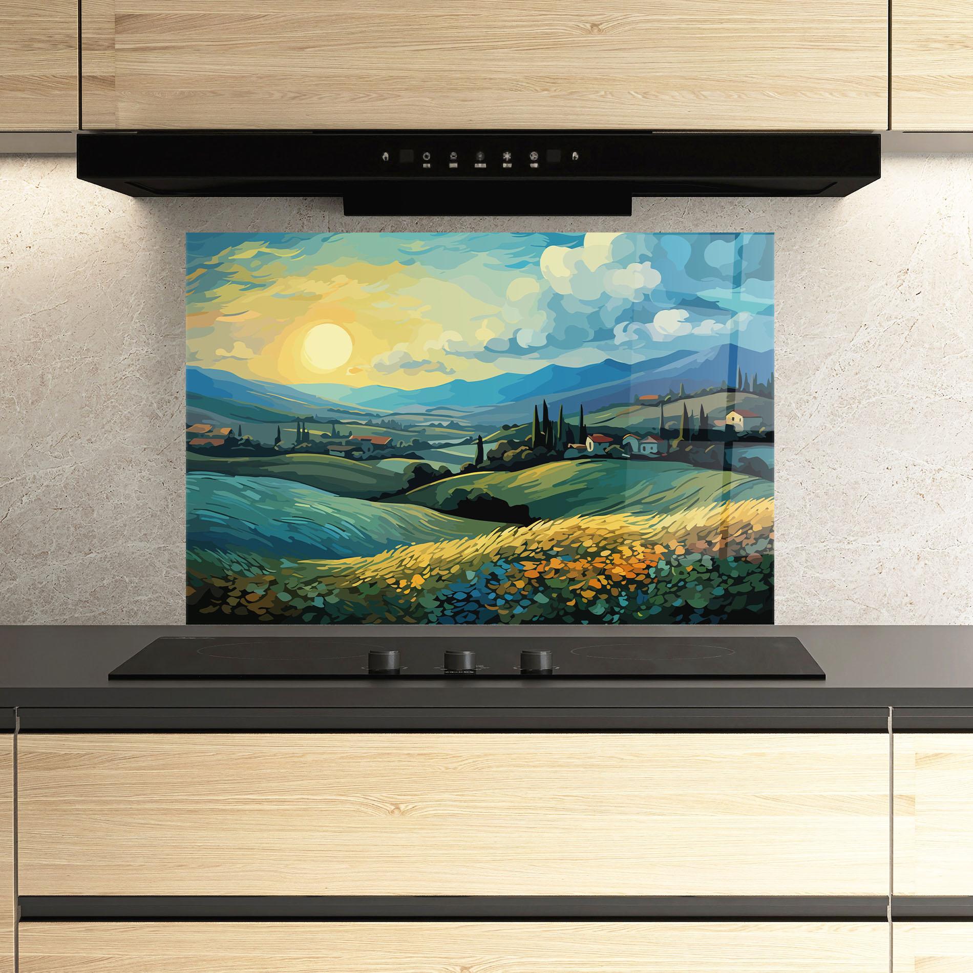 Стъклен панел за кухня Fantasy Blue View mockup 3