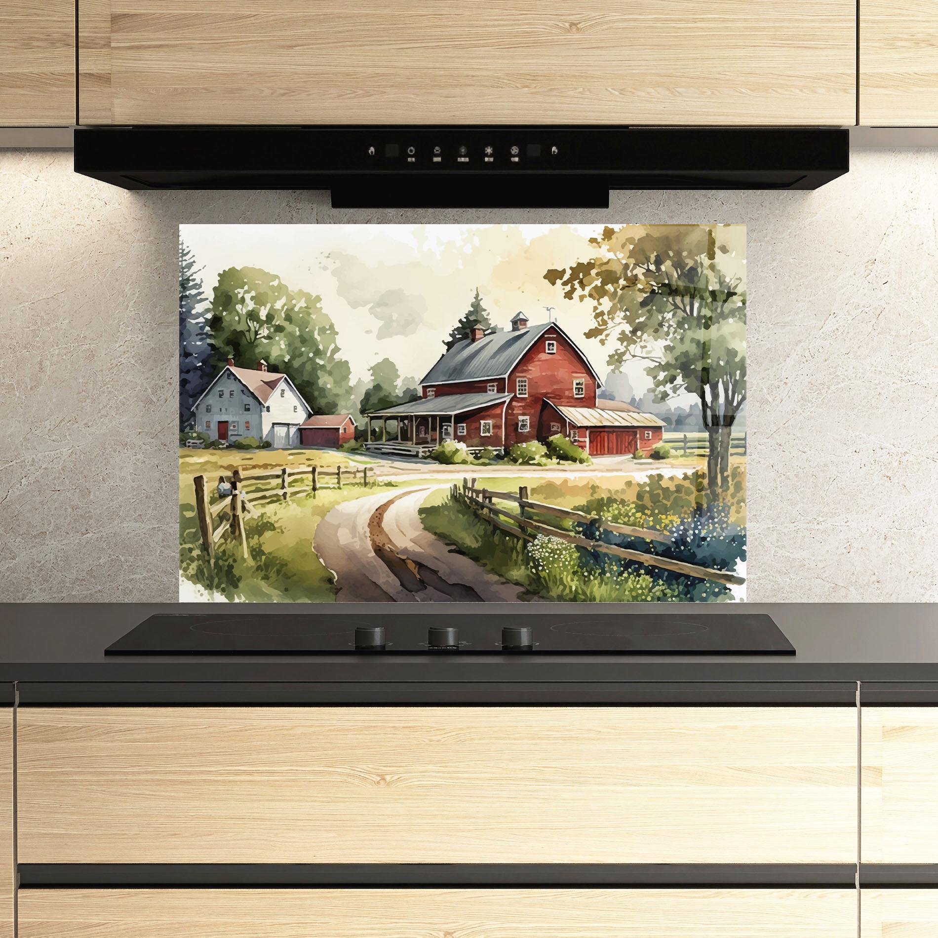 Стъклен панел за кухня Farmhouse Painting mockup 3