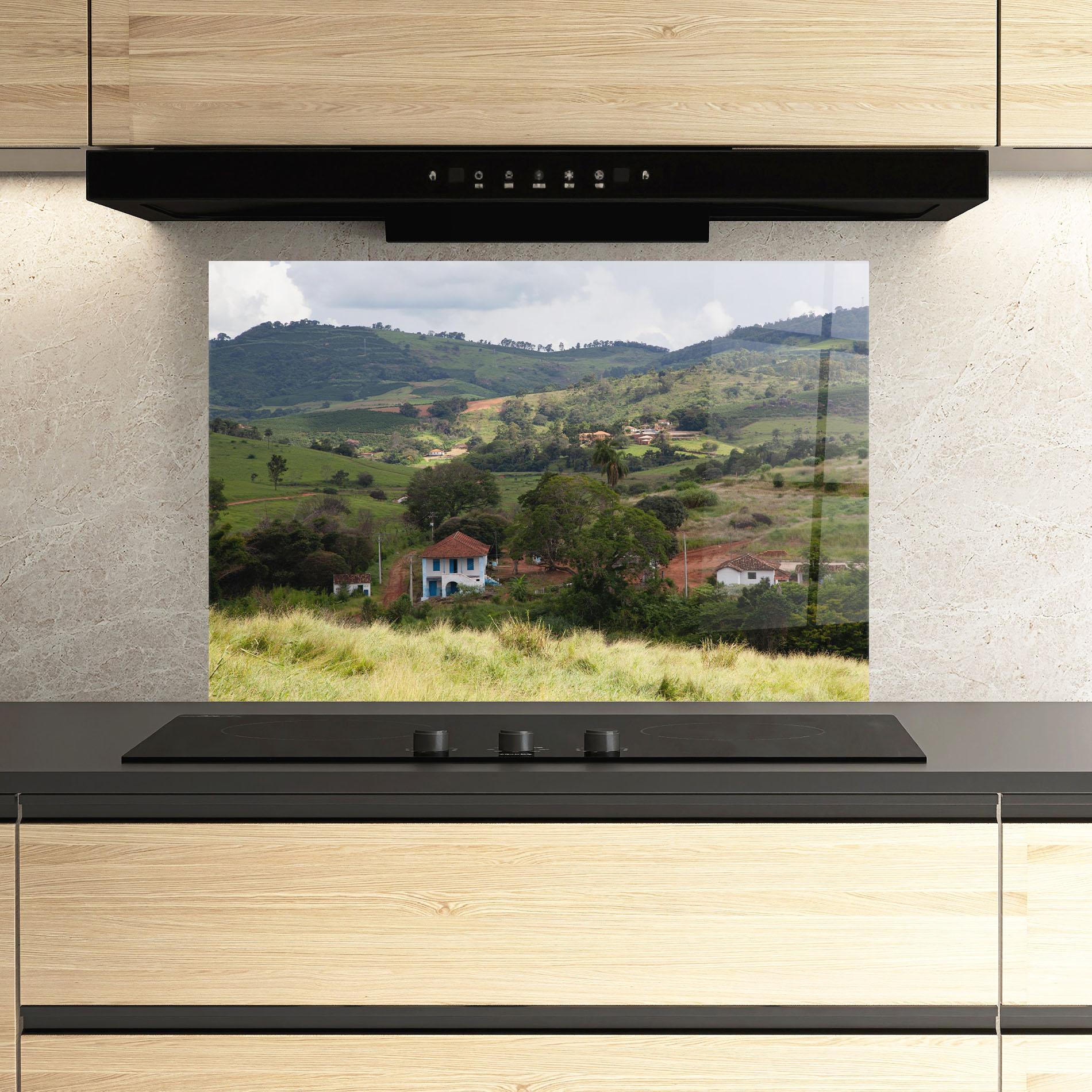 Стъклен панел за кухня Green Countryside mockup 3