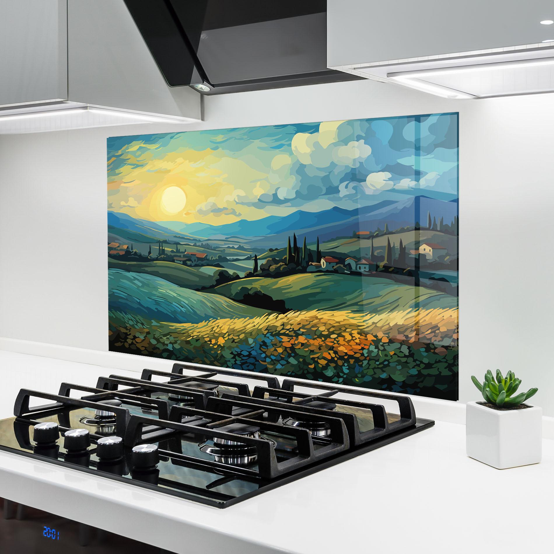 Стъклен панел за кухня Fantasy Blue View mockup 6