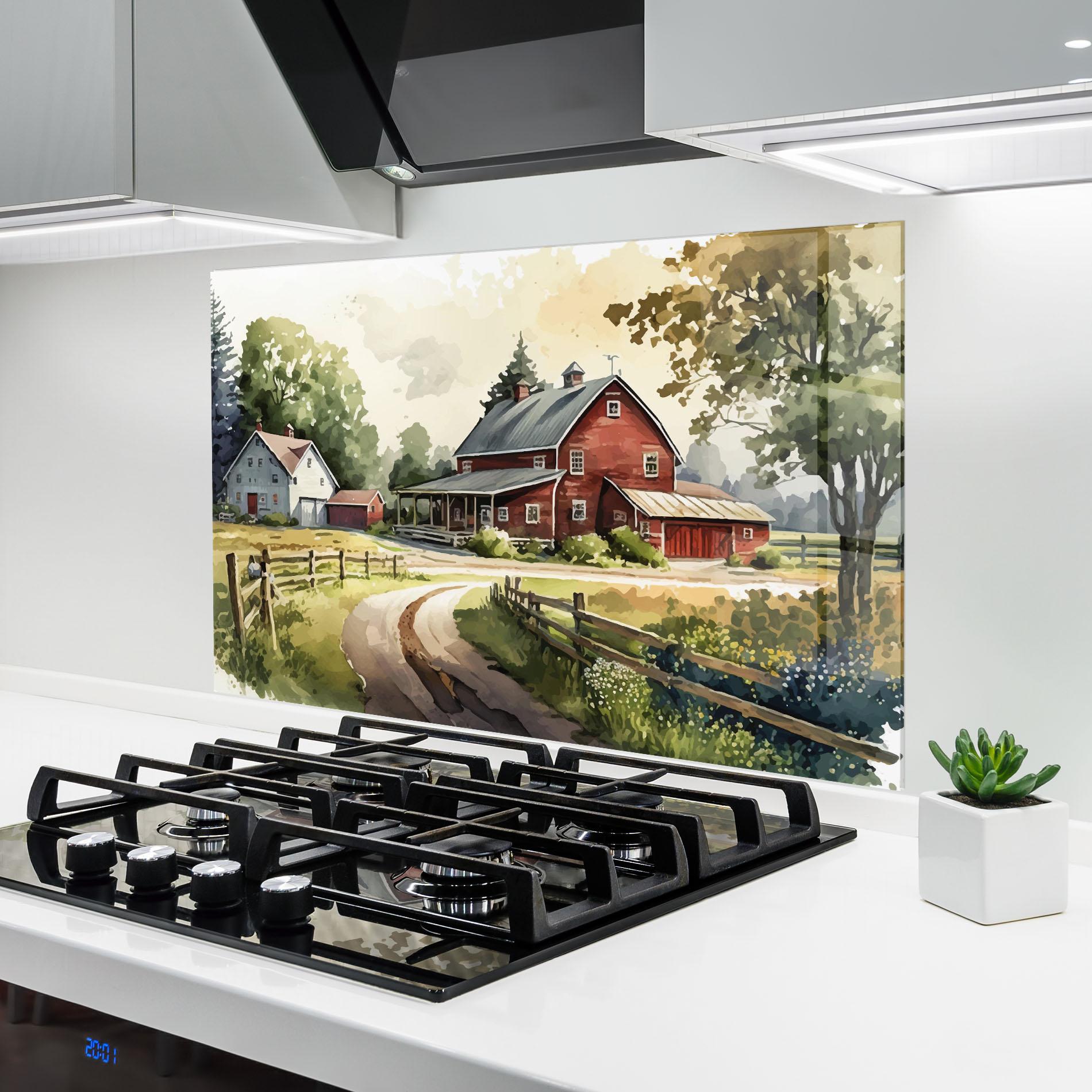 Стъклен панел за кухня Farmhouse Painting mockup 6