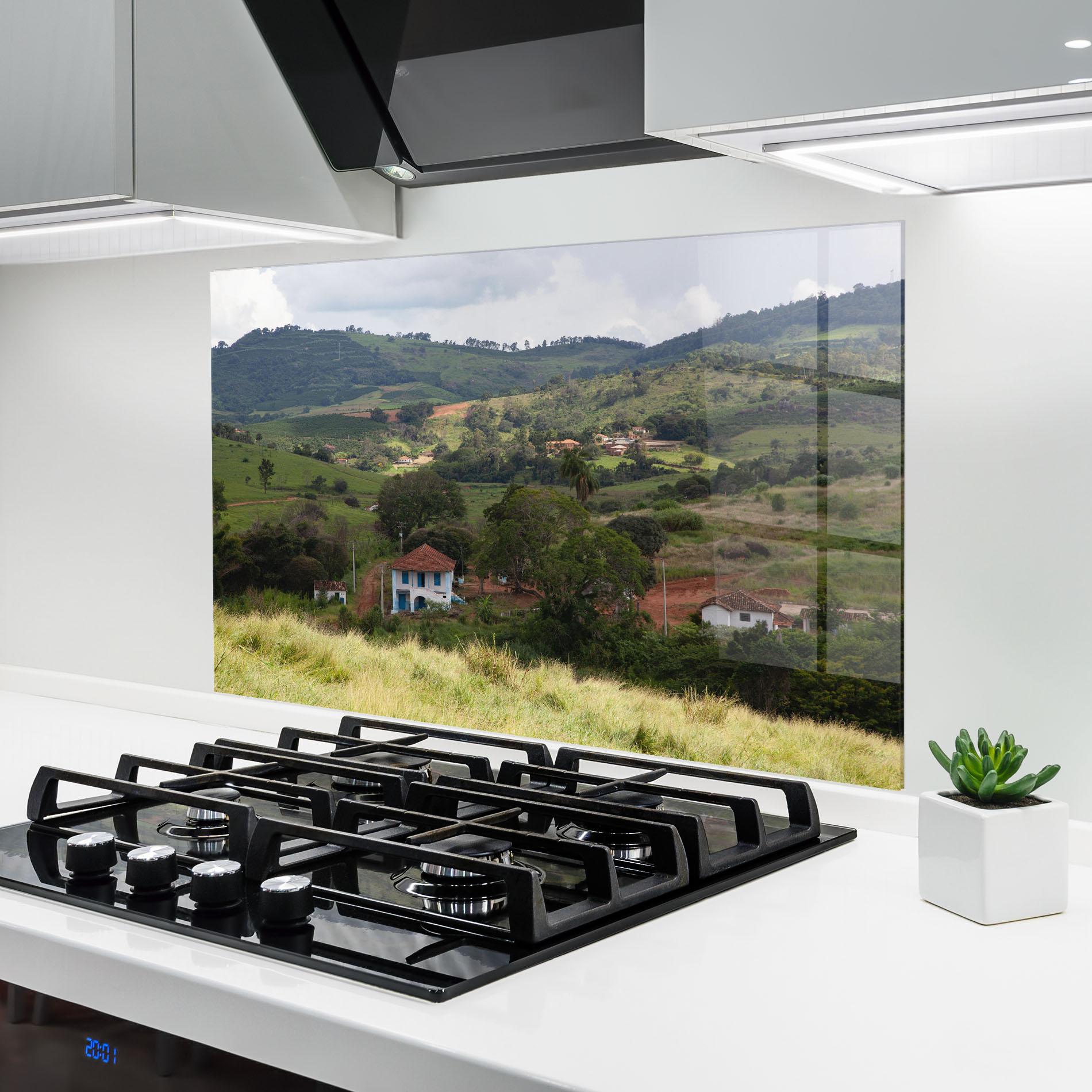 Стъклен панел за кухня Green Countryside mockup 6