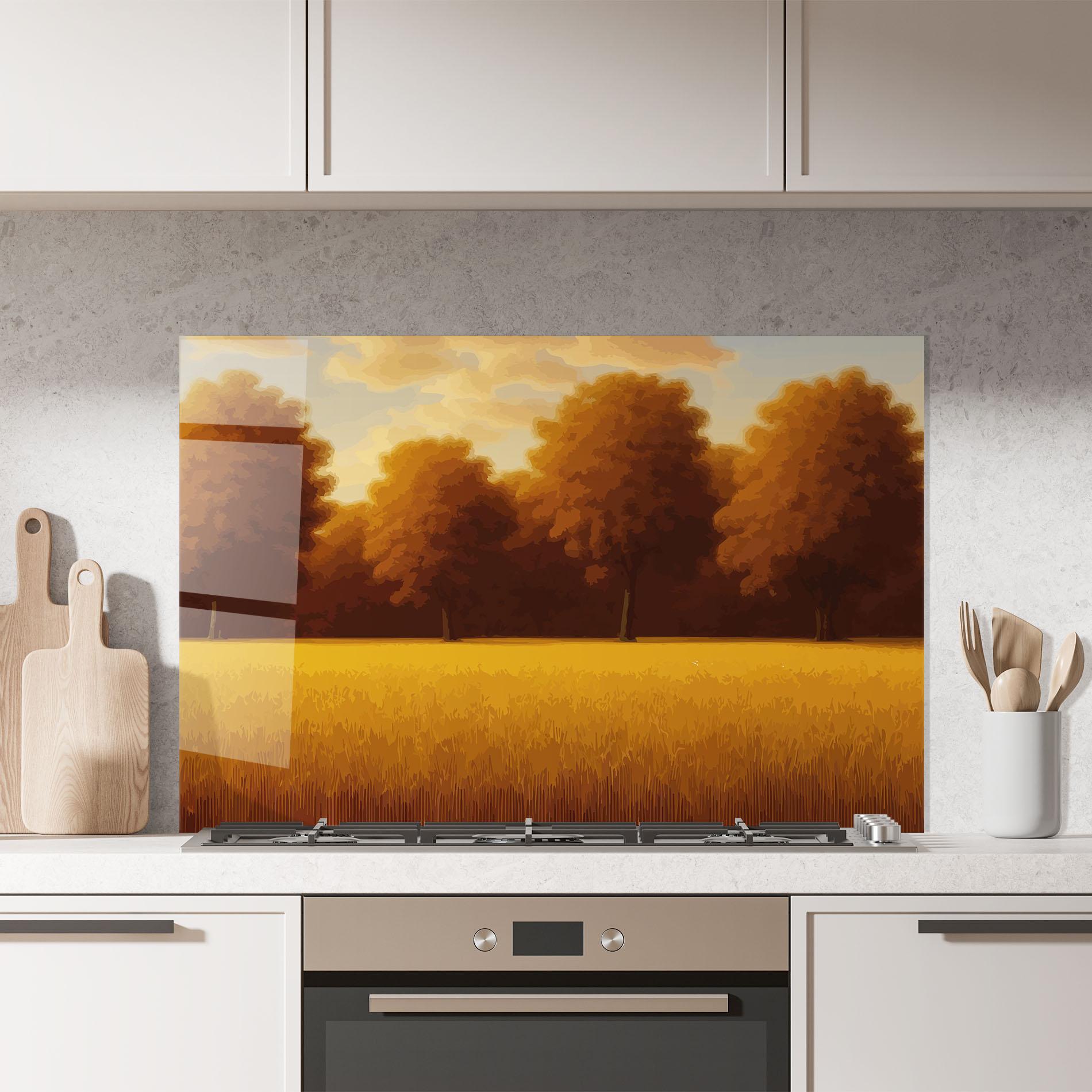Стъклен панел за кухня Autumn Country Tree mockup 7